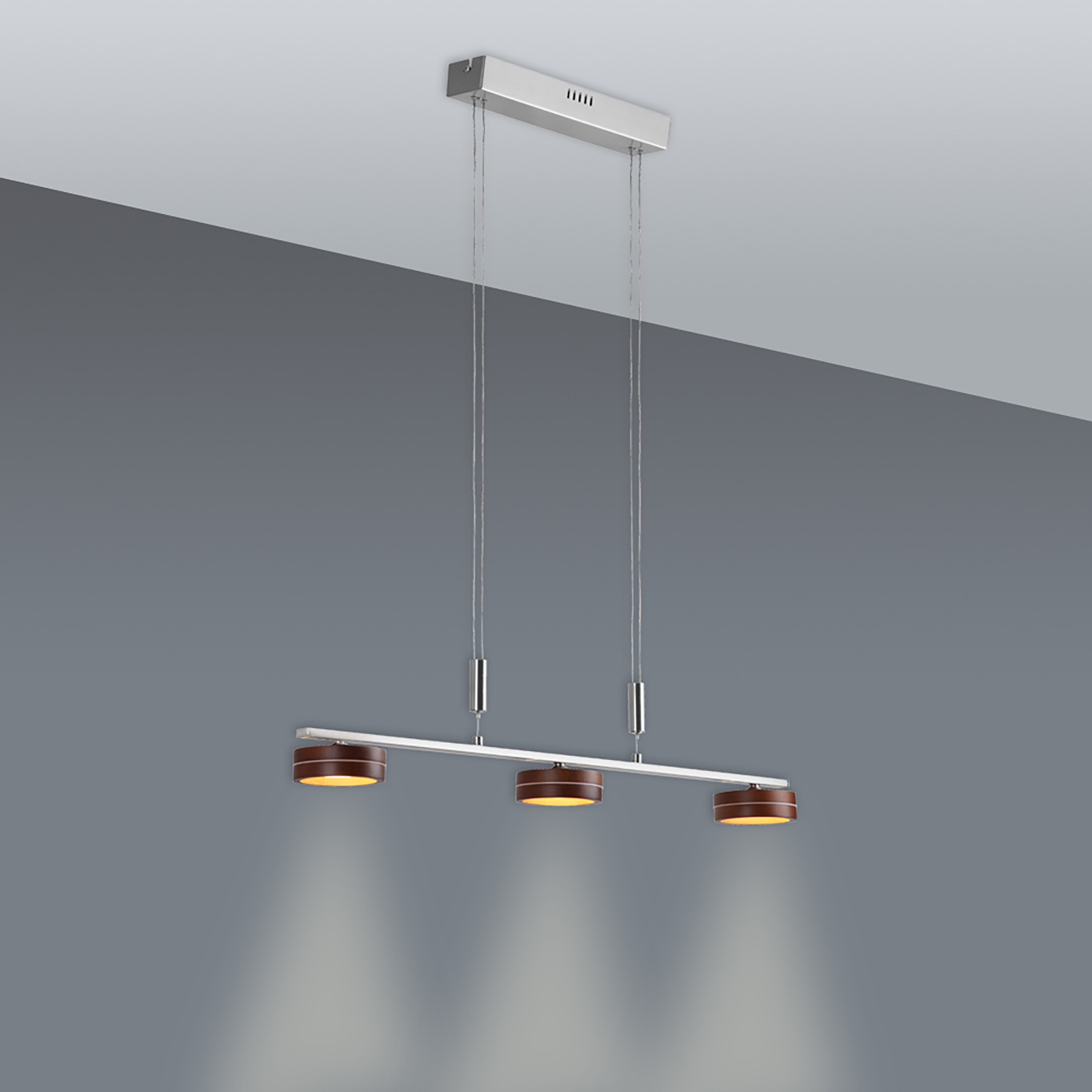 näve LED Pendelleuchte »"Triberg"«, 3 flammig, 3 flg., Schirme Holz (Eiche) günstig online kaufen