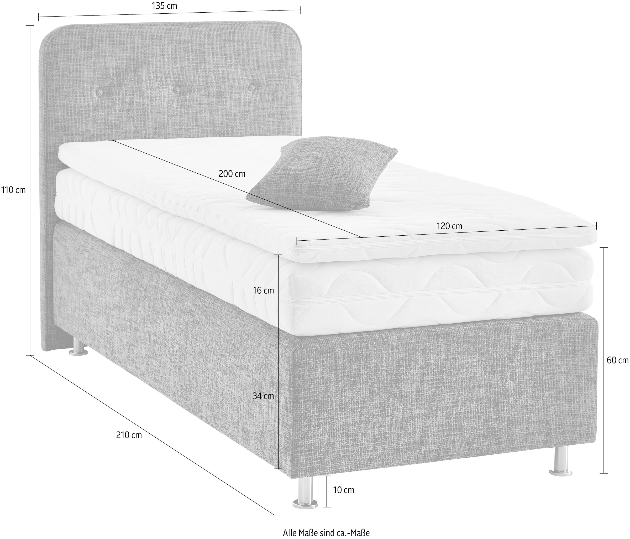 Westfalia Schlafkomfort Boxspringbett »Sapporo«, Inkl. Zierkissen, wählbar in H2, H3 & H4