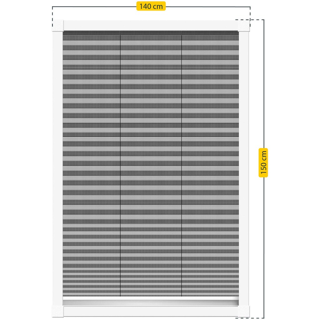 SCHELLENBERG Insektenschutz-Fensterrahmen »für Fenster«, Insektenschutzplissee, 140 x 150 cm, weiß, 70992