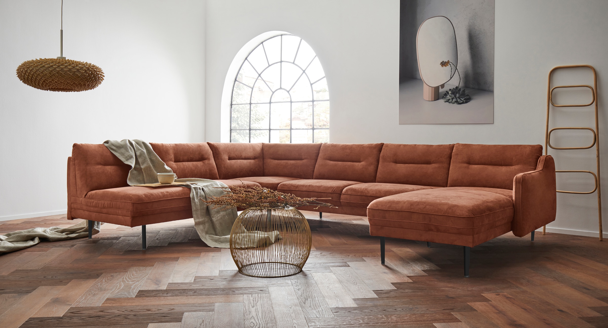 Home affaire Wohnlandschaft »Nordfyn U-Form« edles Design in 3 Bezugsqualit günstig online kaufen