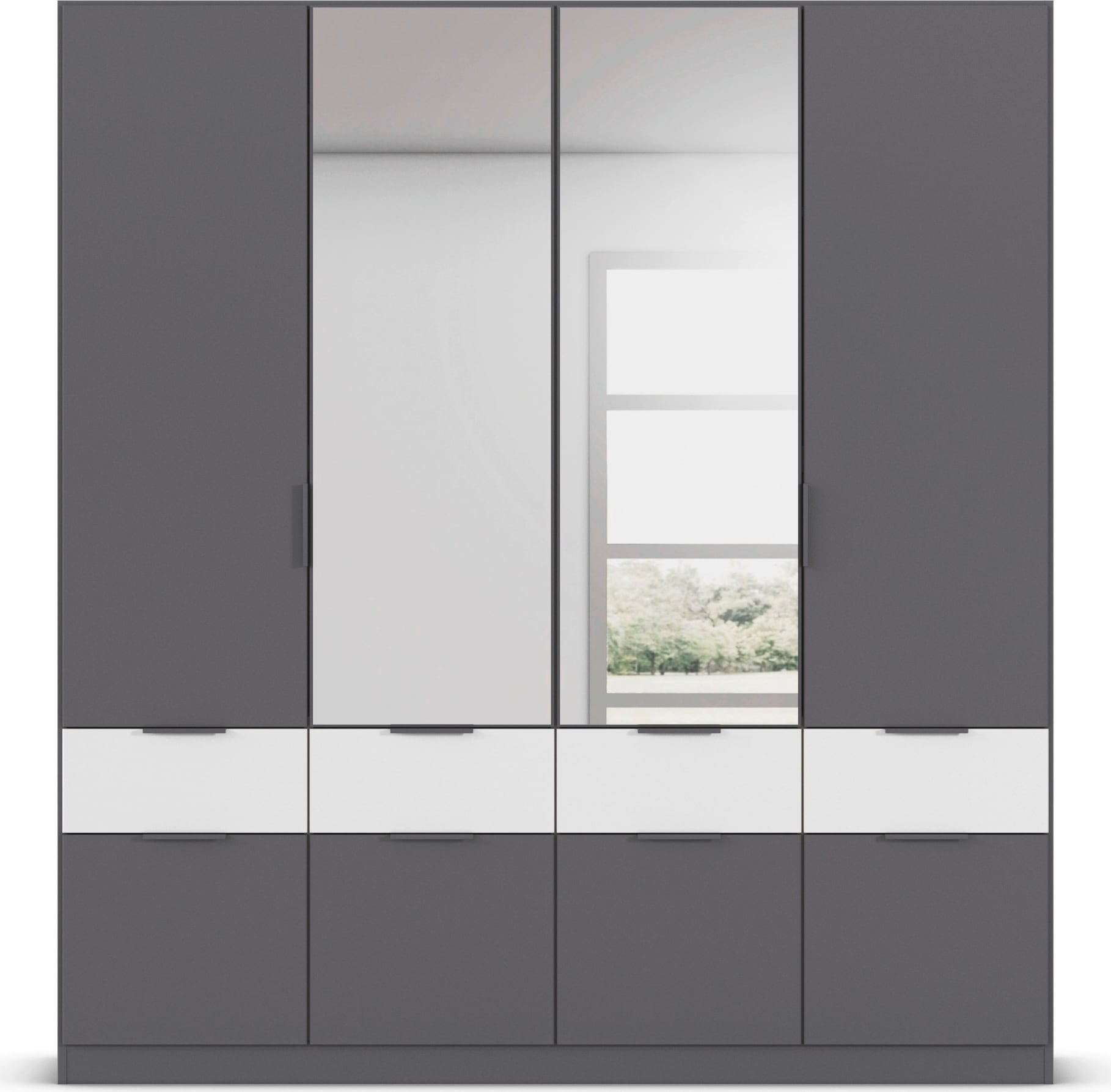 rauch Kleiderschrank »Kleiderschrank Schrank Garderobe Wäscheschrank DUNDEE«, (mit 3 Griff-Varianten), Schubladen in zwei Höhen, optional mit Spiegel MADE IN GERMANY
