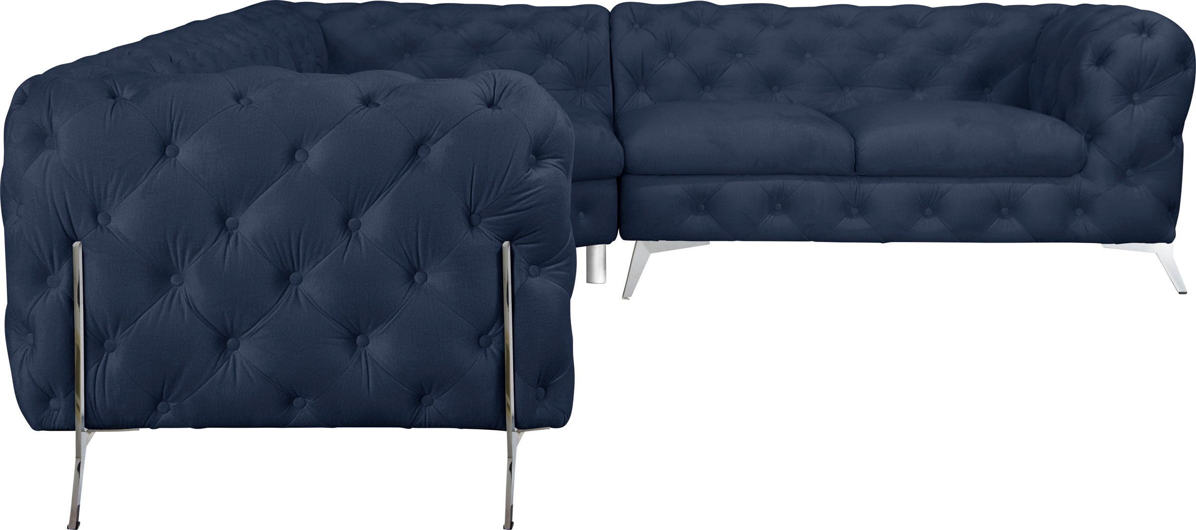 Leonique Chesterfield-Sofa »Amaury L-Form«, großes Ecksofa, Chesterfield-Optik, Breite 323 cm, Fußfarbe wählbar