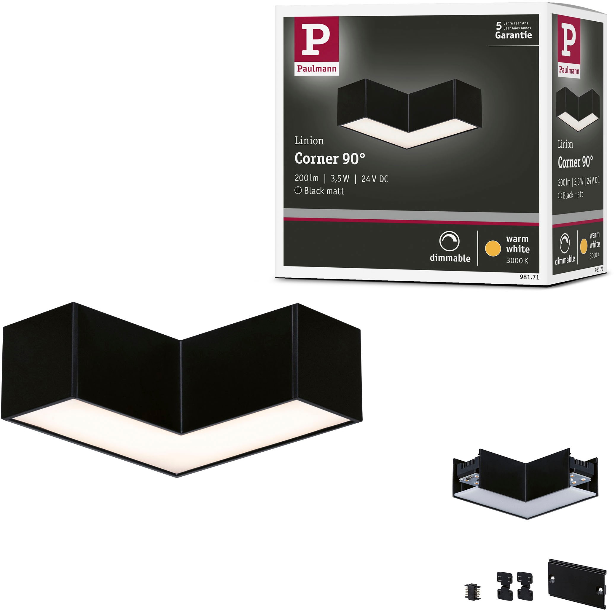 Paulmann Schienensystem-Leuchten »Linion Lichtkanal 90 ° 2000lm/m 3000K«, ( günstig online kaufen