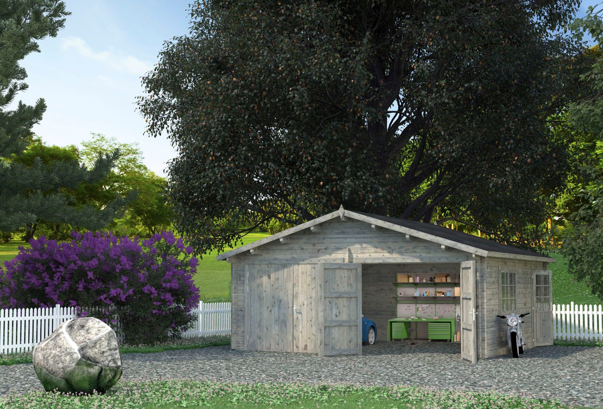 Palmako Garage »Roger«, BxTxH: 629x565x310 cm, mit Holztor, grau