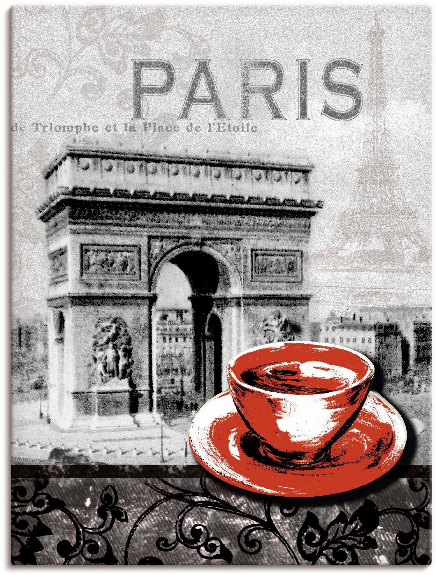 Artland Wandbild »Paris - Café au Lait - Milchkaffee«, Gebäude, (1 St.), als Alubild, Outdoorbild, Leinwandbild, Poster, Wandaufkleber