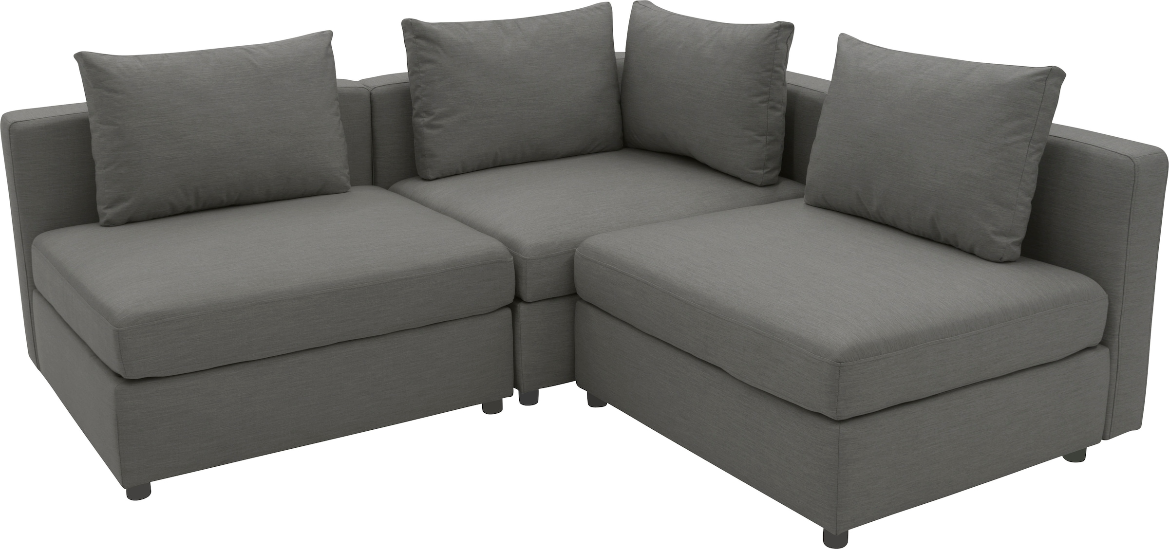 DOMO collection Ecksofa »Solskin, individuell erweiterbar/kombinierbar L-Form«, mit losen Kissen. Rücken- und Seitenteile als Stecksystem.