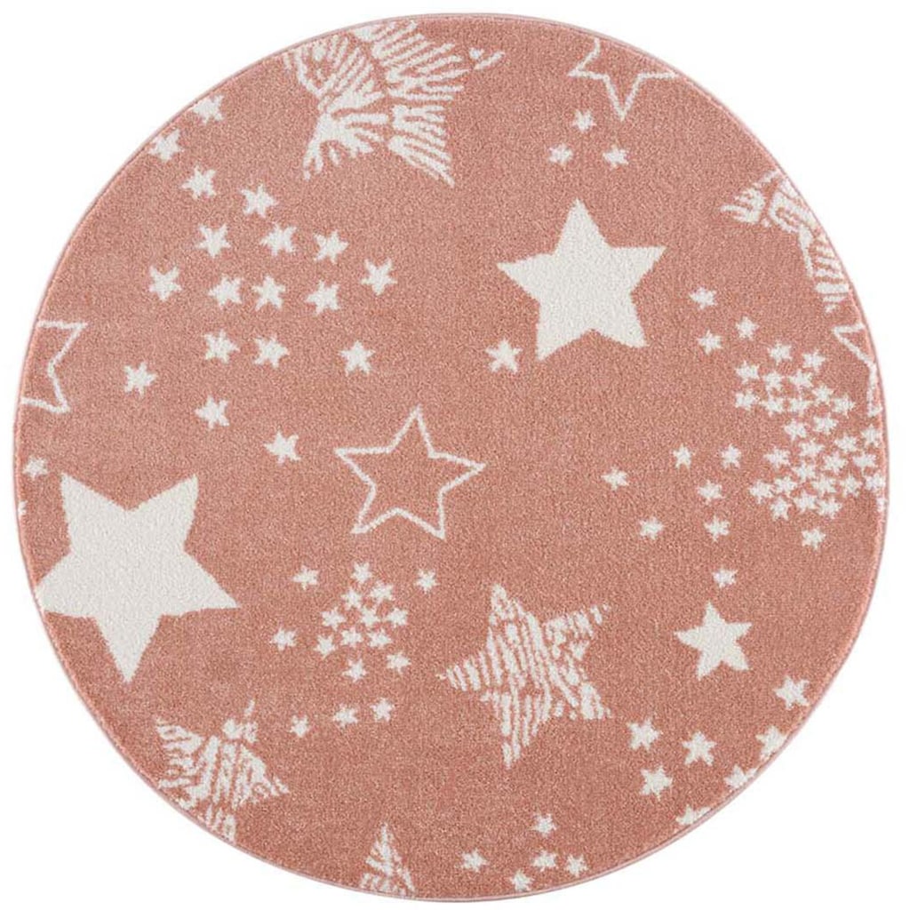Carpet City Kinderteppich »Anime9387«, rund, 11 mm Höhe, Sternen-Teppich, Weicher Flor, Pflegeleicht, Kinderzimmer