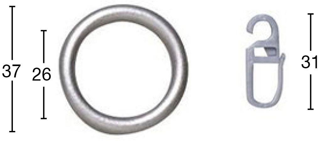 GARESA Gardinenring »Ring mit Haken«, (Set, 20 St., mit Faltenlegehaken), K günstig online kaufen