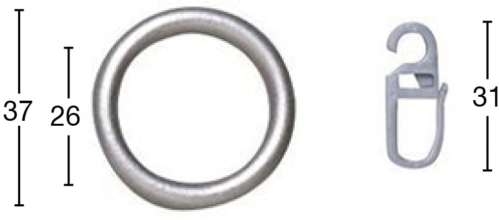 GARESA Gardinenring »Ring mit Haken«, (Set, 20 St., mit Faltenlegehaken), K günstig online kaufen