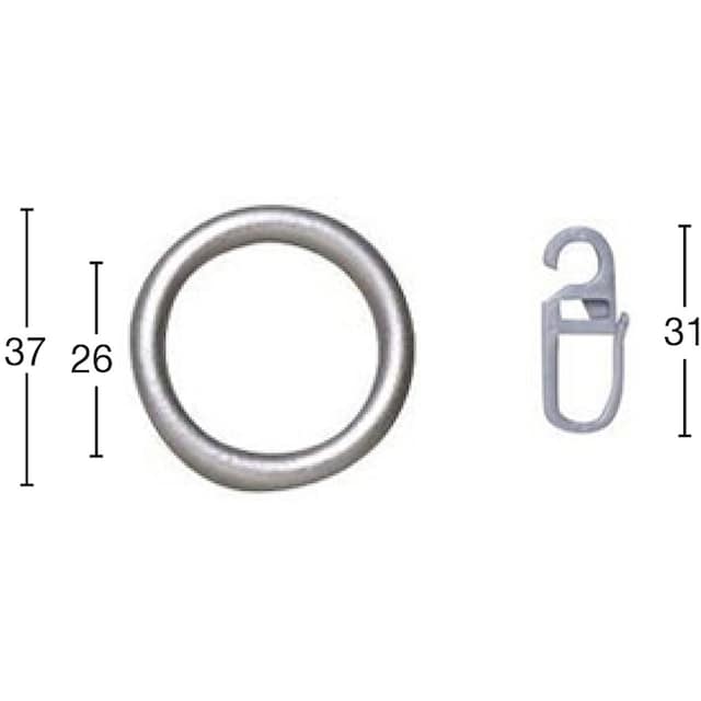 GARESA Gardinenring »Ring mit Haken«, (Set, 20 St., mit Faltenlegehaken),  Kunststoff, für leichten bis mittelschweren Behang, einfache Montage bequem  und schnell bestellen