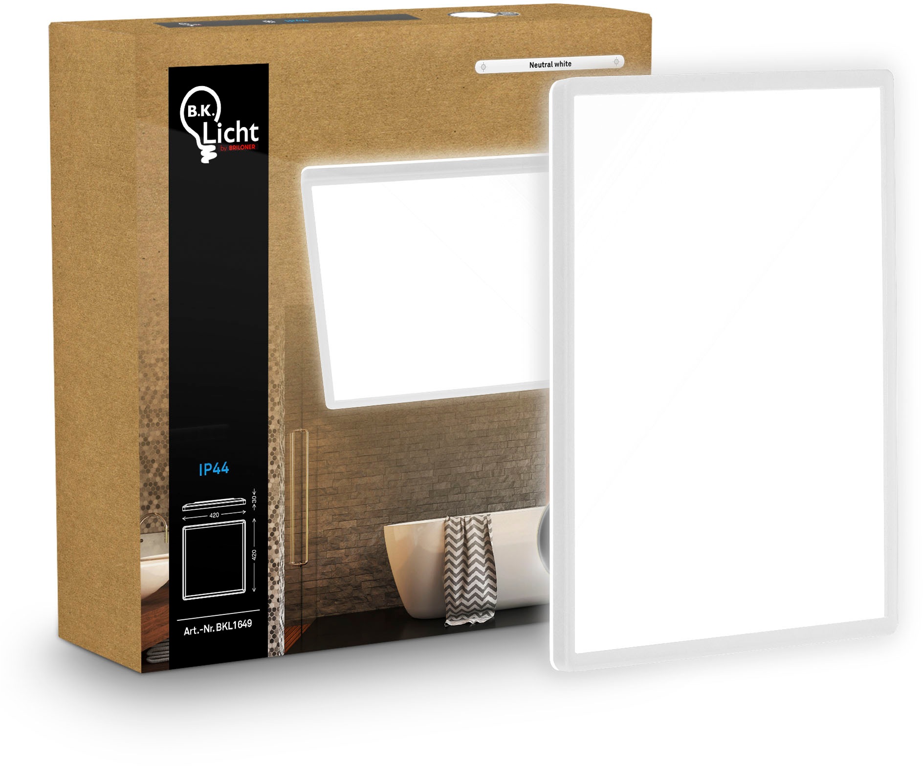 B.K.Licht LED Panel »SHALLOW« LED-Board 1 Stk. Neutralweiß 42x42x3 cm, Badlampe, Badezimmer, Küche, Wohnzimmer