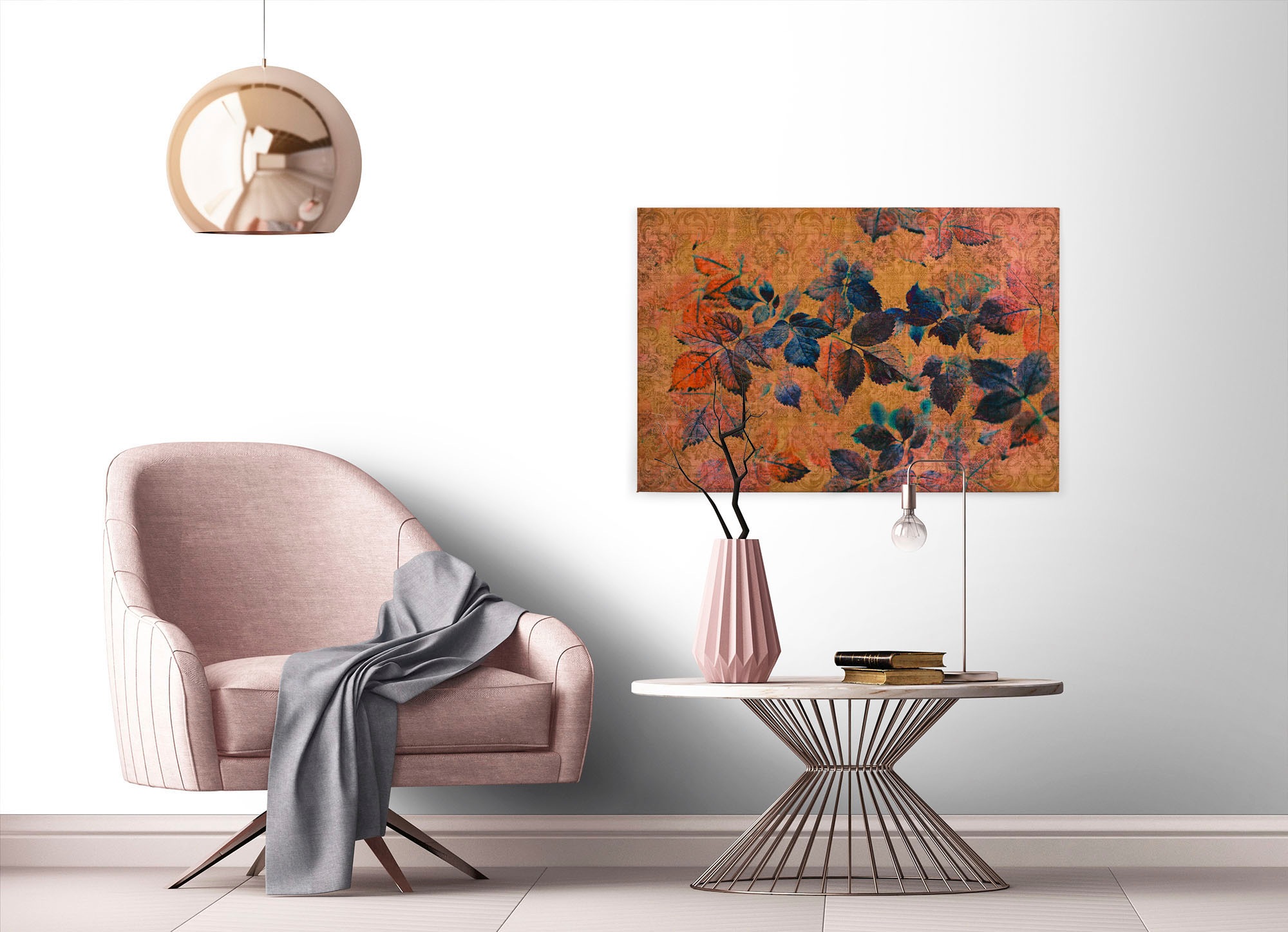 A.S. Création Leinwandbild »indian summer«, Kunst-Blumen-Kinder, (1 St.), Keilrahmen Bild Blätter Natur Floral Leinwand-Bild Wohnzimmer modern