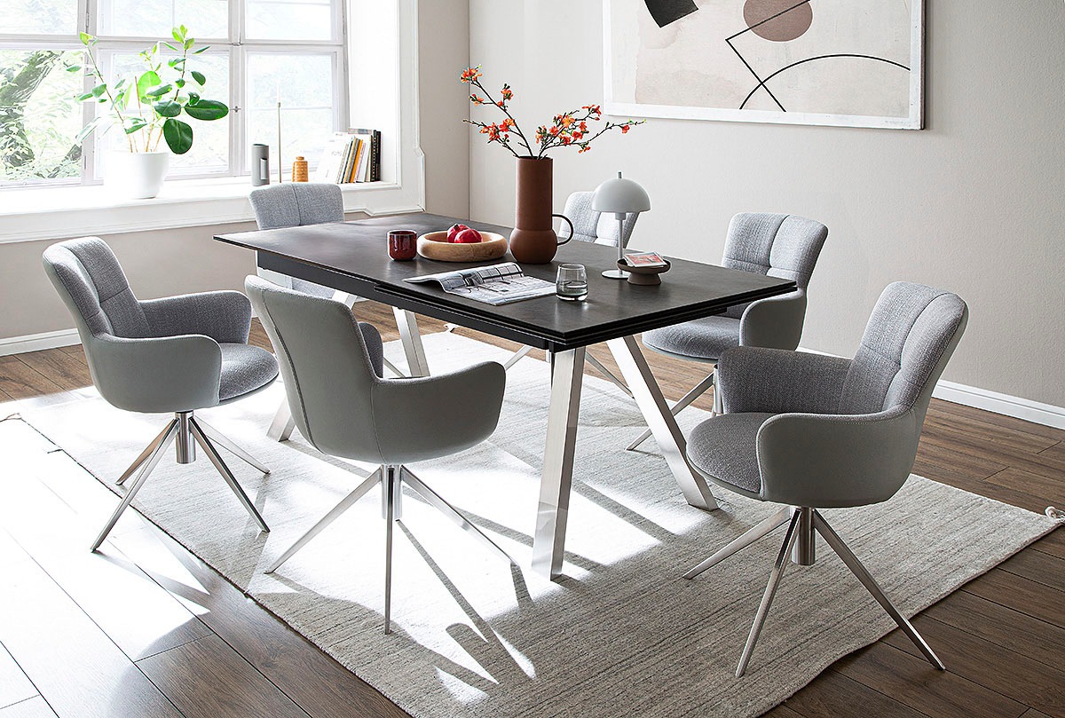 MCA furniture Esstisch »TOBAGO Auszugtisch 180-260 cm«, (Einzelstück), Keramik,Edelstahl,Stirnauszug,ausziehbar,Tischplatte 13 mm
