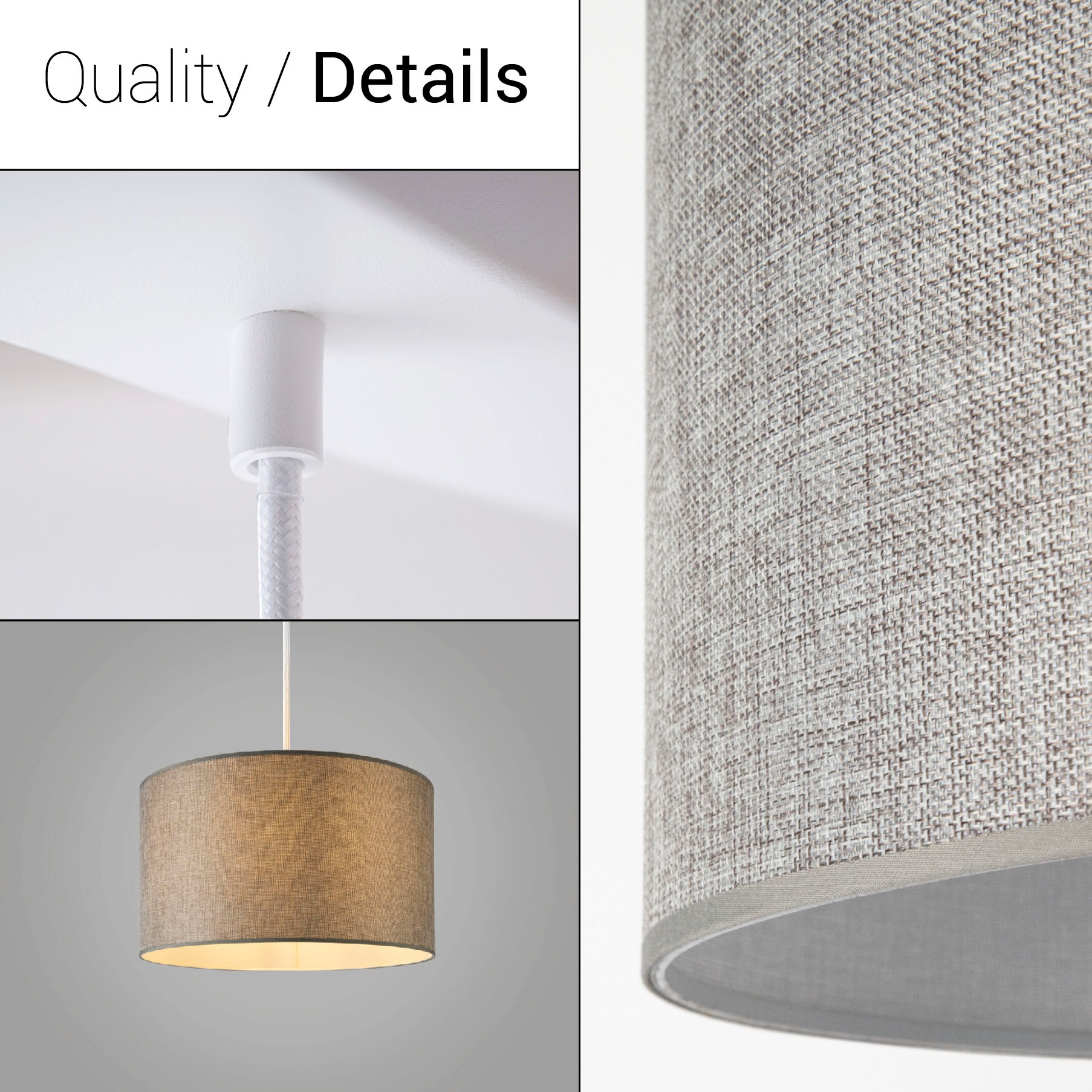 Paco Home Pendelleuchte »HUGO CANVAS UNI COLOR«, Leuchtmittel E27 | ohne Leuchtmittel, Pendelleuchte Wohnzimmer Hängelampe Esszimmer Lampenschirm E27 Uni