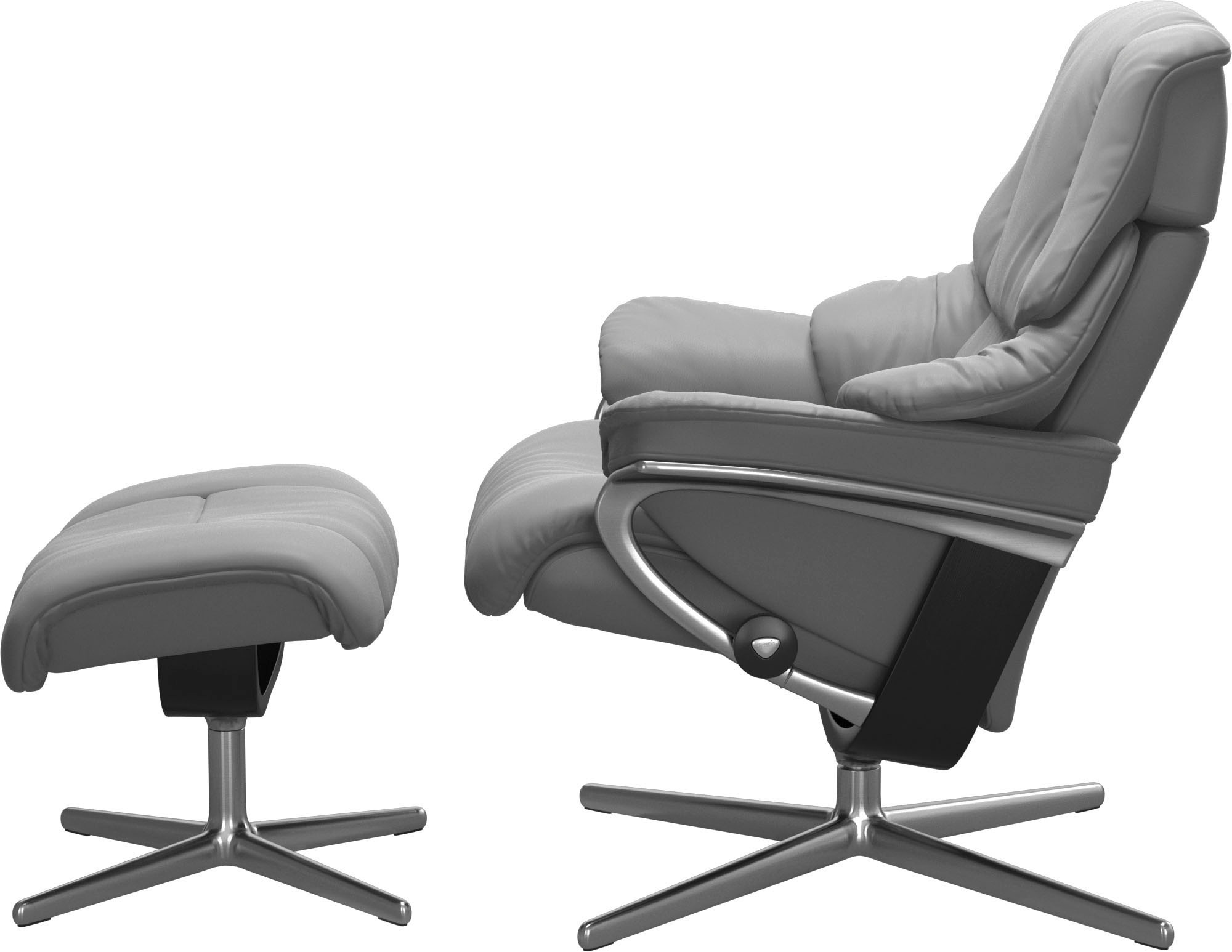 Stressless® Relaxsessel »Reno« Set, Relaxsessel mit Hocker,  mit Hocker, mit Cross Base, Größe S, M & L, Holzakzent Schwarz