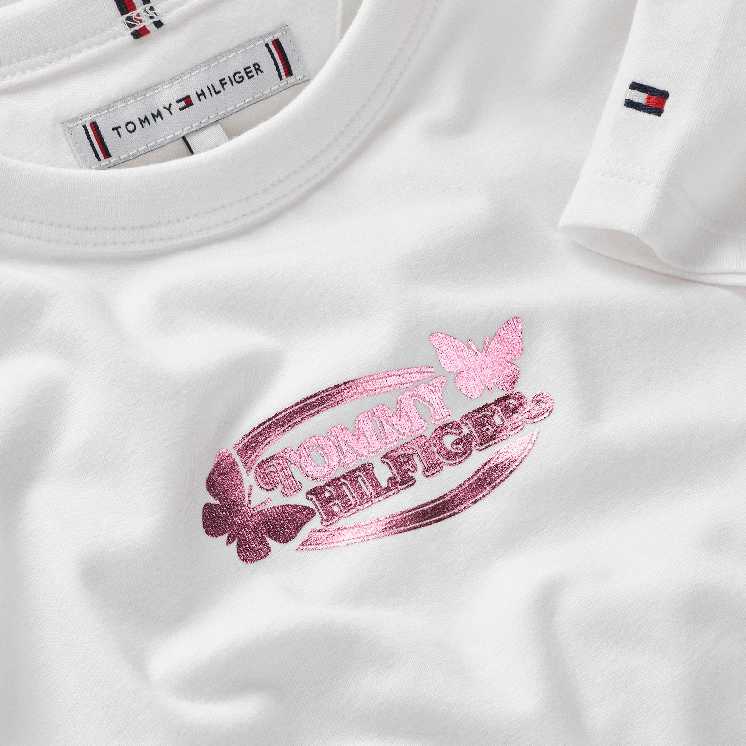 Tommy Hilfiger T-Shirt »BUTTERFLY GRAPHIC TEE SS«, für Kinder bis 16 Jahre, mit glänzendem Druck