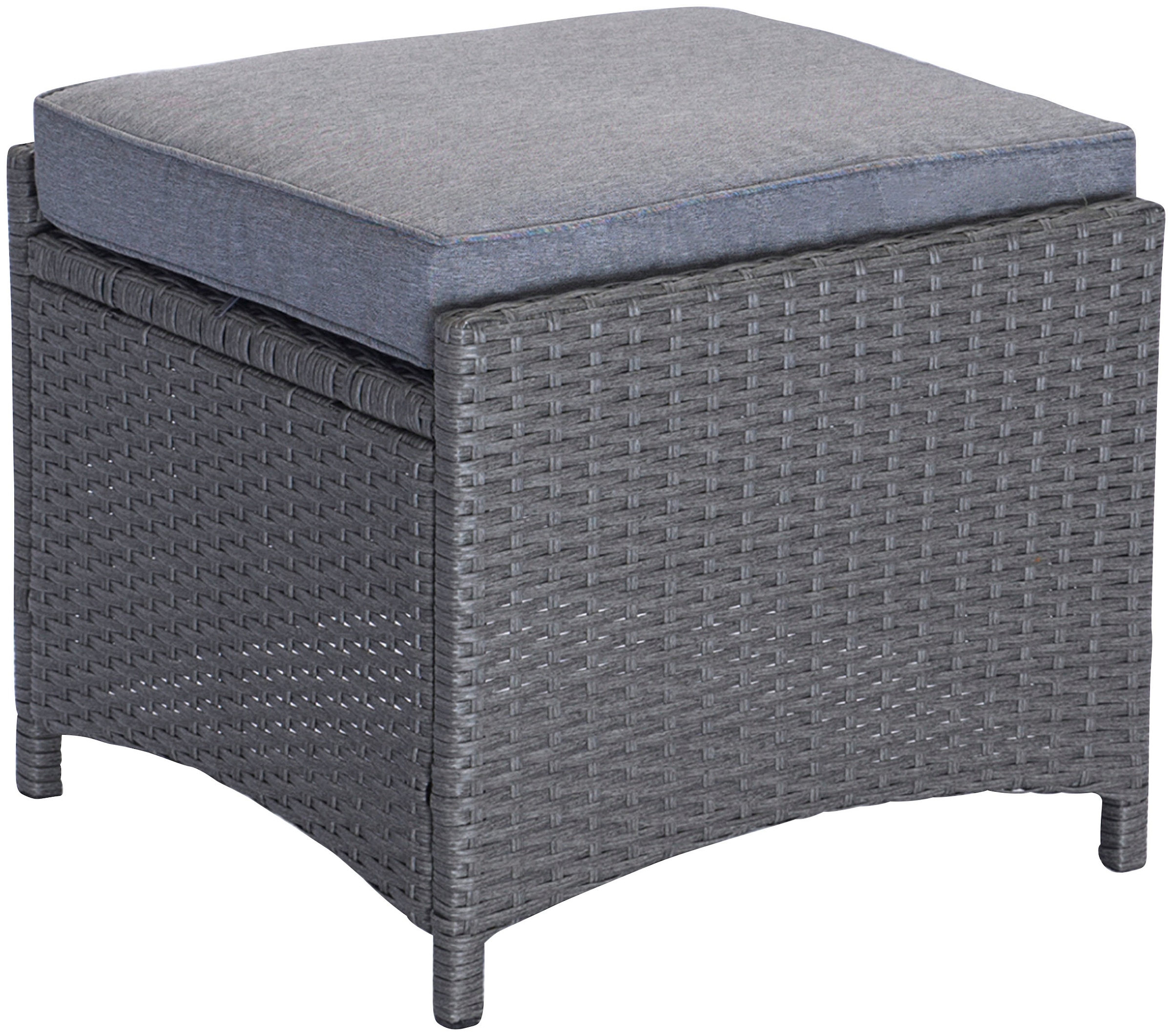 KONIFERA Gartenlounge-Set »Paris«, (Set, 9 tlg., 2x Sessel, 2x Hocker, 1x Tisch 50x50x51,5 cm, inkl. Schutzhülle), verstellbare Rückenlehne, Polyrattan, Aluminium, inkl. Auflagen