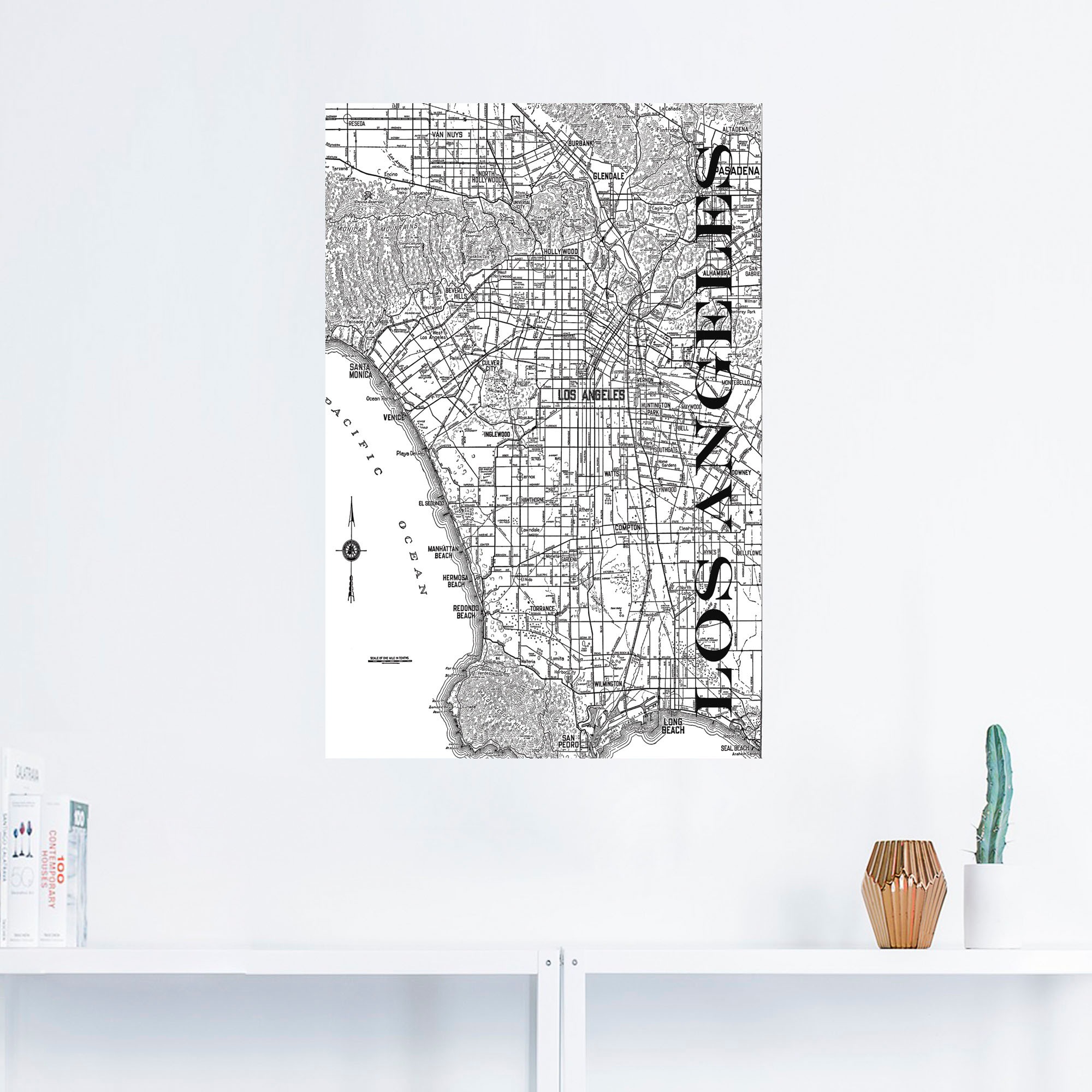 Artland Wandbild »Los Angeles Karte Straßen Karte«, Amerika, (1 St.), als Alubild, Leinwandbild, Wandaufkleber oder Poster in versch. Größen