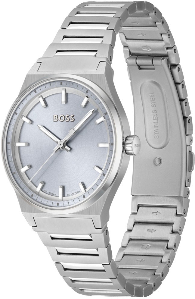 BOSS Quarzuhr »CANDOR LADIES«, Damenuhr, Armbanduhr, Leuchtindizes, Edelstahlarmband