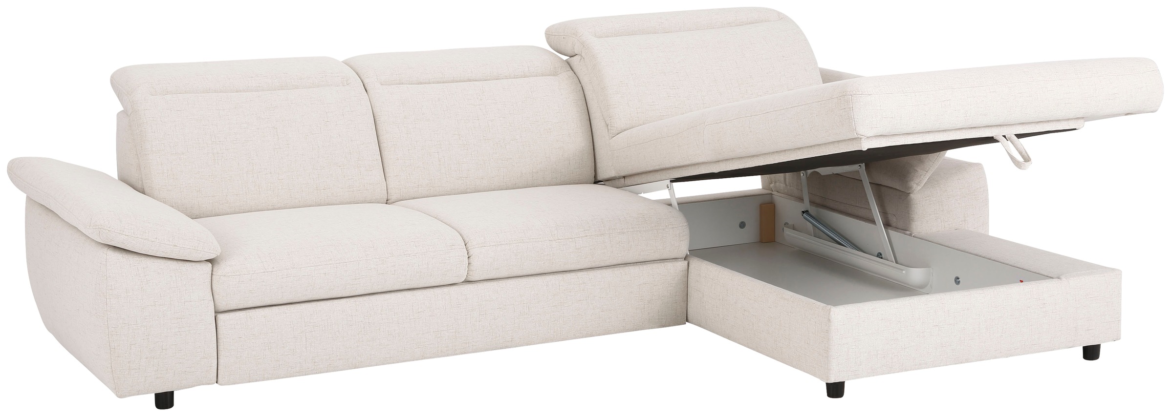 Home affaire Ecksofa »Mauritius L-Form«, mit Kopfteil- und Armlehnverstellung, mit Bettfunktion und Bettkasten