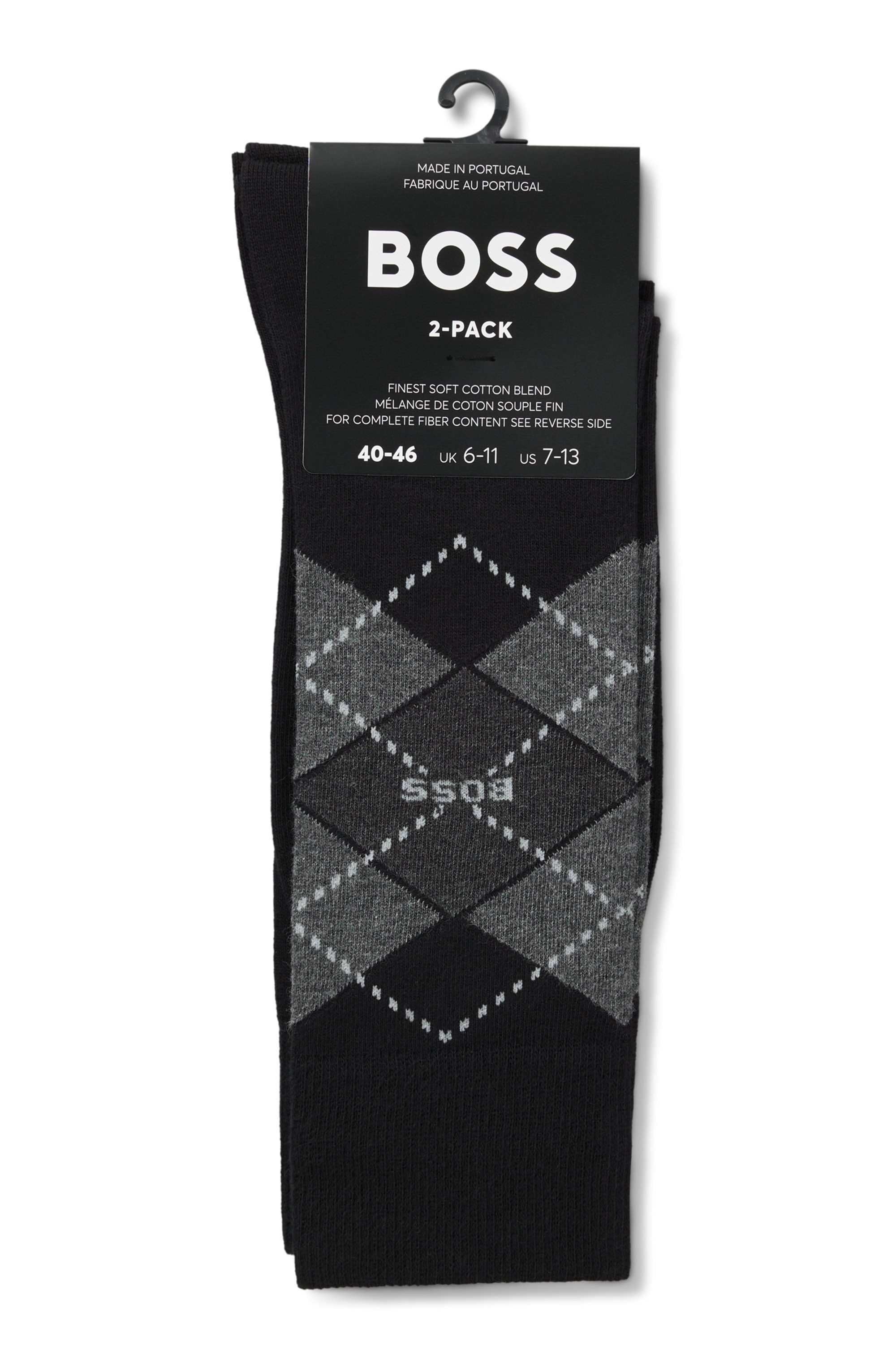 BOSS Socken »2P RS Argyle CC« Packung, 2er Pack, 2 Paar tlg. mit BOSS Schriftzug