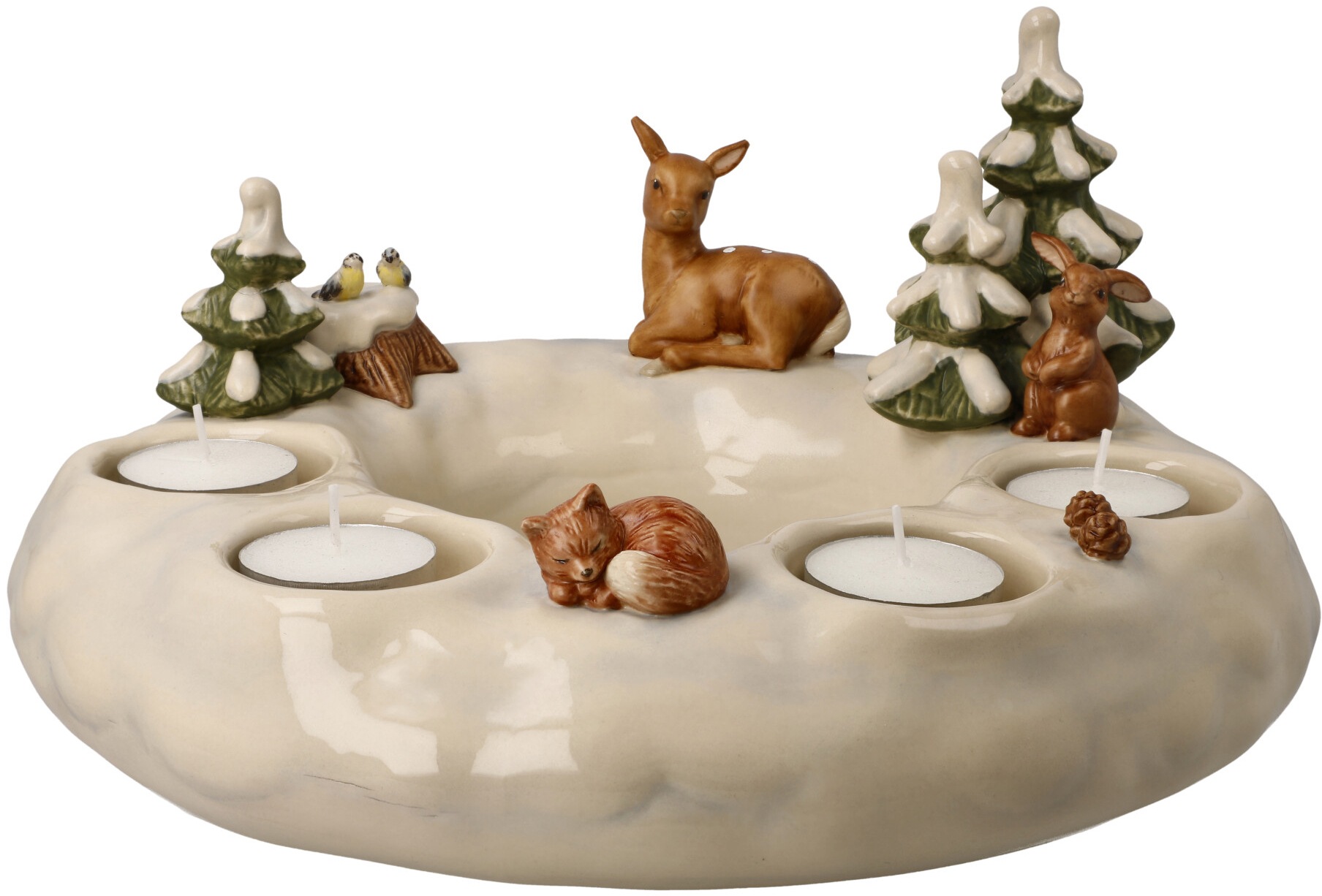 Goebel Adventsleuchter Winterwald, Weihnachtsdeko, Adventskranz, Steingut günstig online kaufen