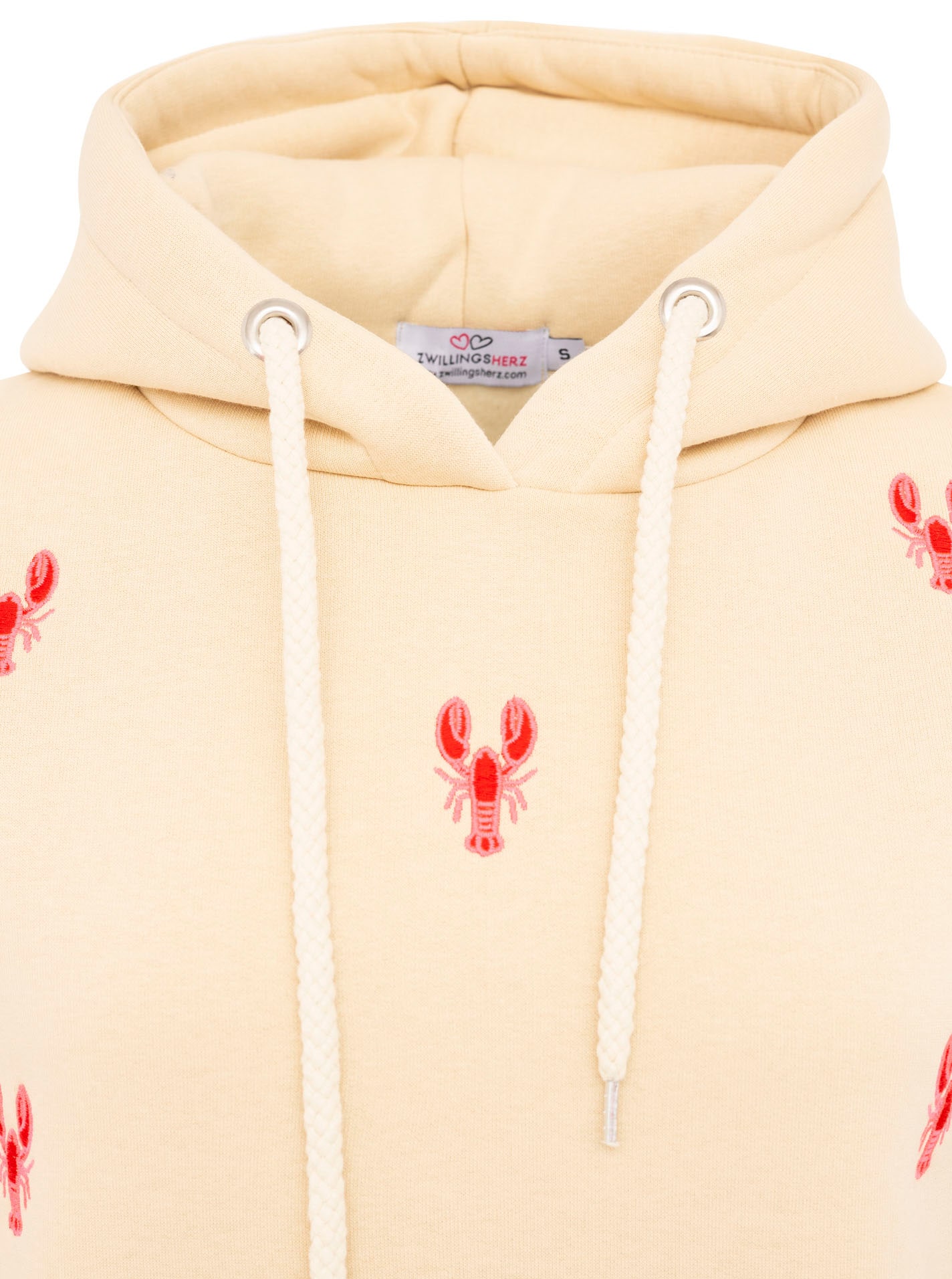 Zwillingsherz Kapuzensweatshirt Hummer-Stickerei, Kapuze, Kordelzug, Baumwollmix