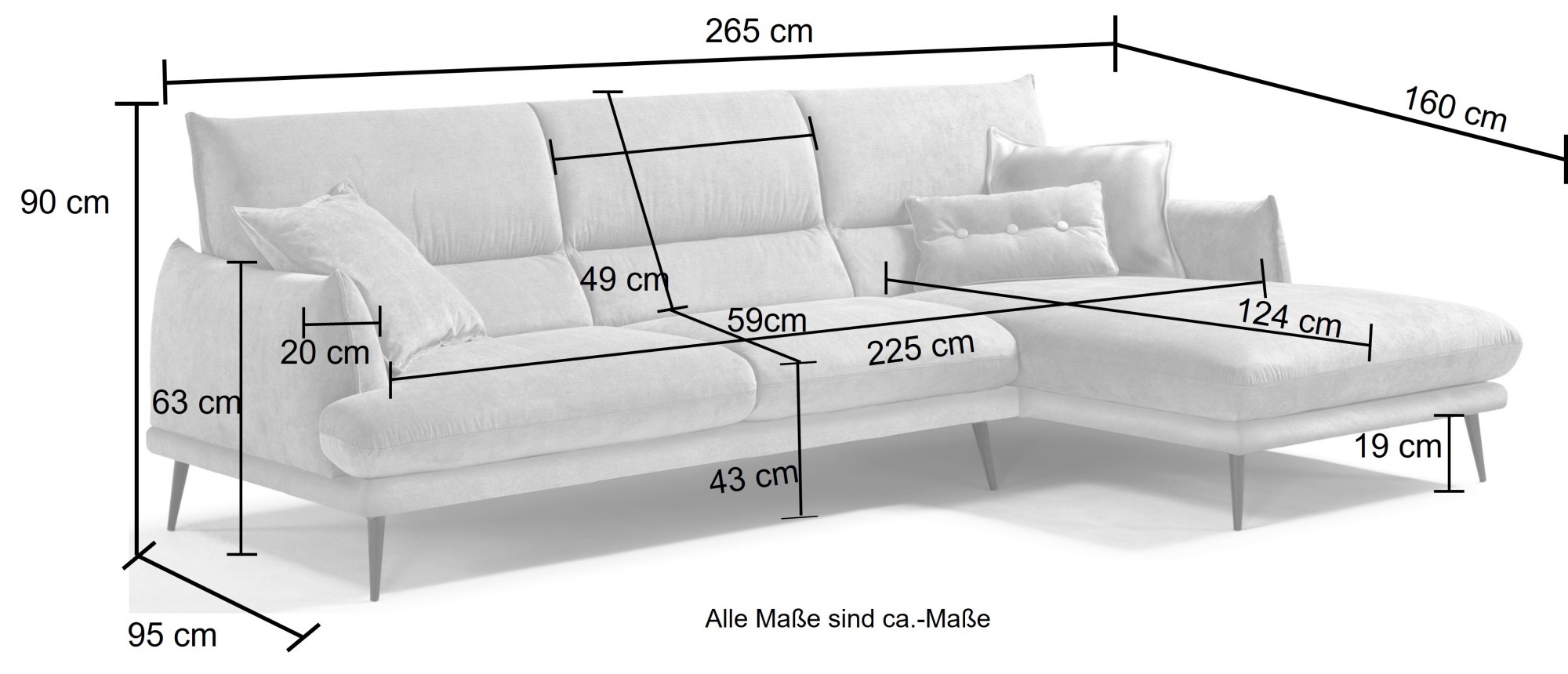 Egoitaliano Ecksofa »FUNNY, hochwertiges und aktuelles Design, bequeme Rückenlehne« hochwertiger Sitzkomfort, L-Form