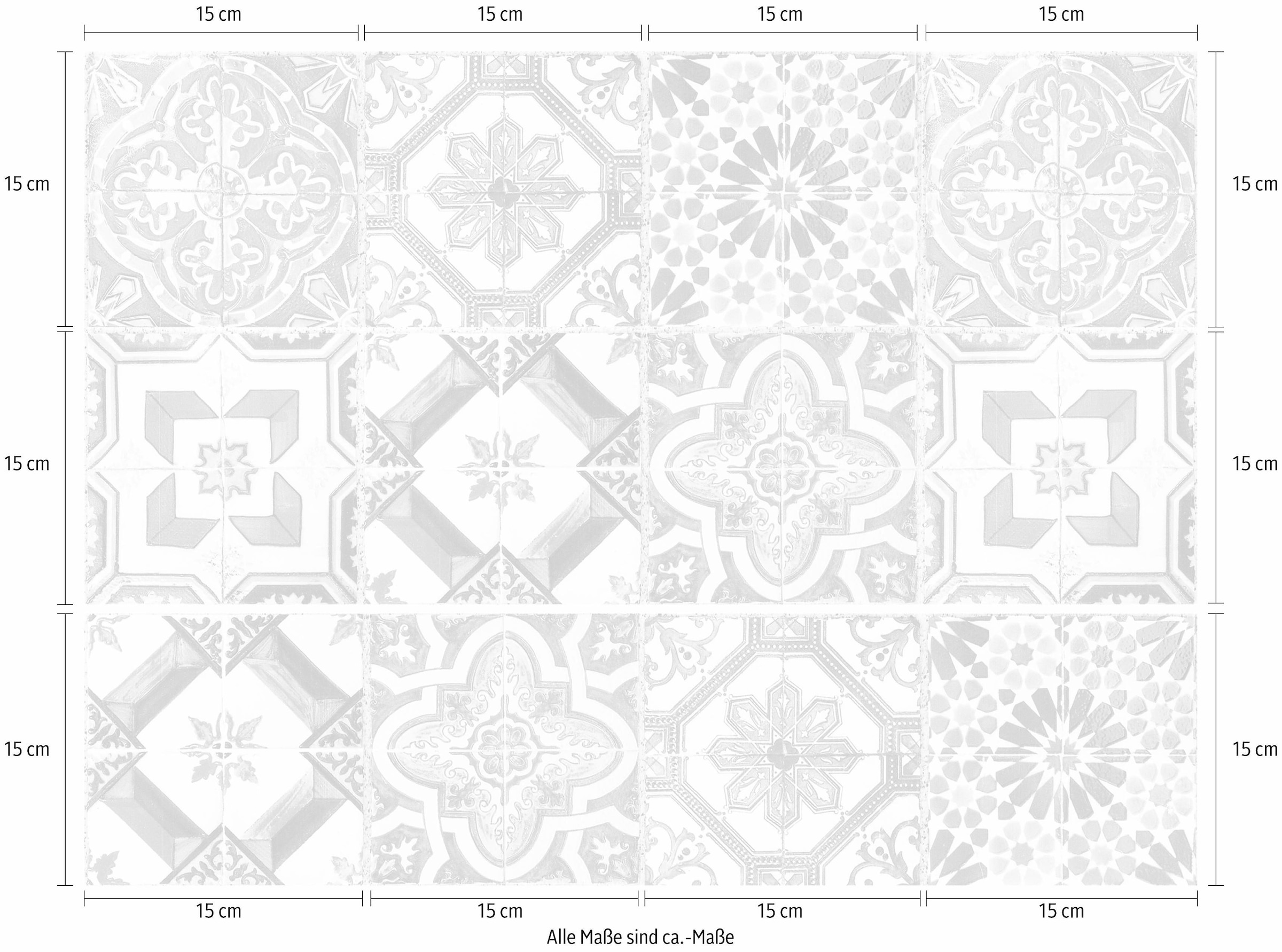 Home affaire Fliesenaufkleber »Ornamente«, (12 St.), Stickerfliesen, selbstklebend, Sticker, 12er Set