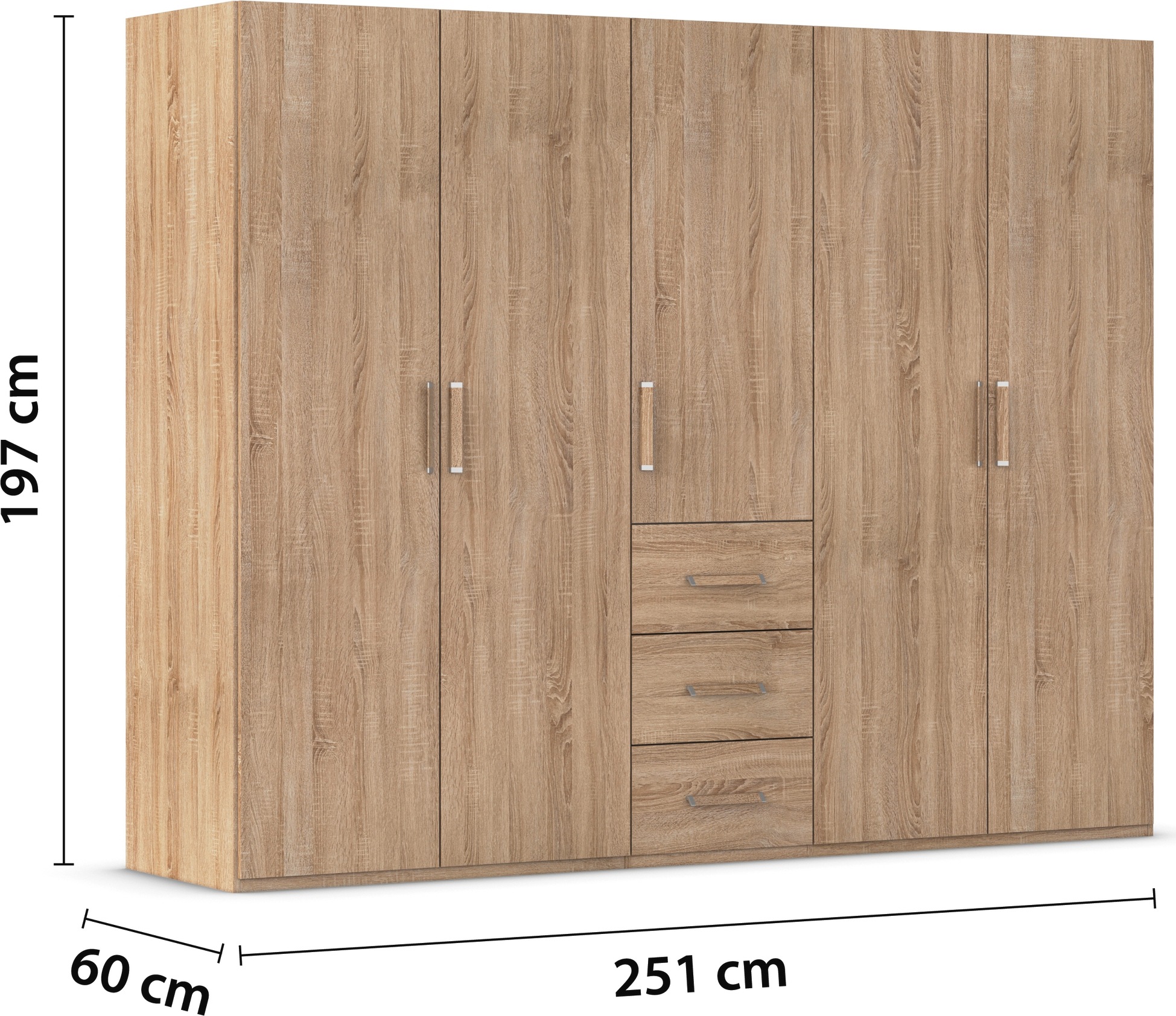 rauch Drehtürenschrank »Kleiderschrank Schrank Garderobe Schlafzimmerschrank EVELYN«, (in 2 Höhen 197 oder 210 cm erhältlich), in elegantem Stil mit Schubladen 3 Breiten und 2 Höhen MADE IN GERMANY
