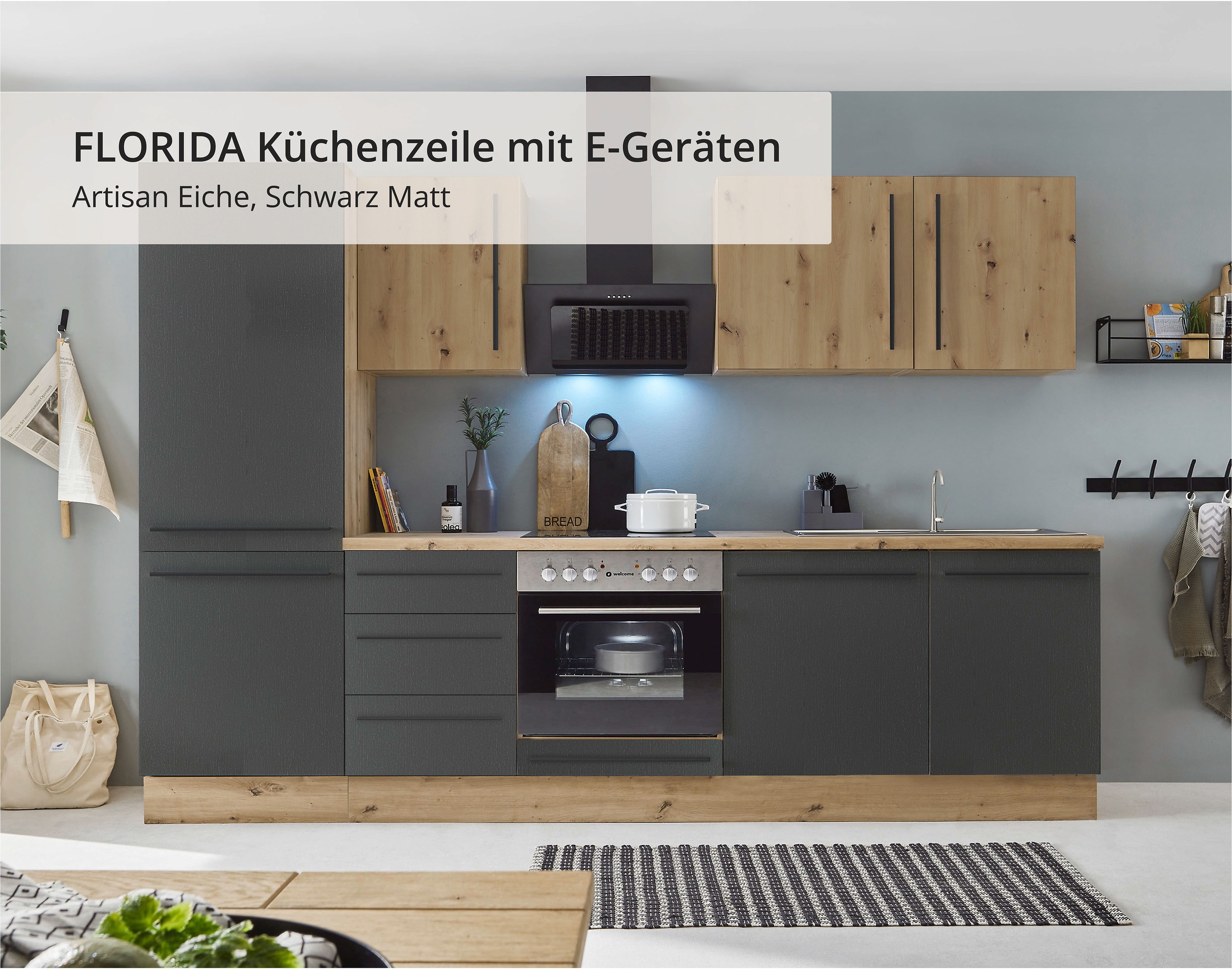KOCHSTATION Küchenzeile »KS-Florida mit 38mm starker Arbeitsplatte«, Breite günstig online kaufen