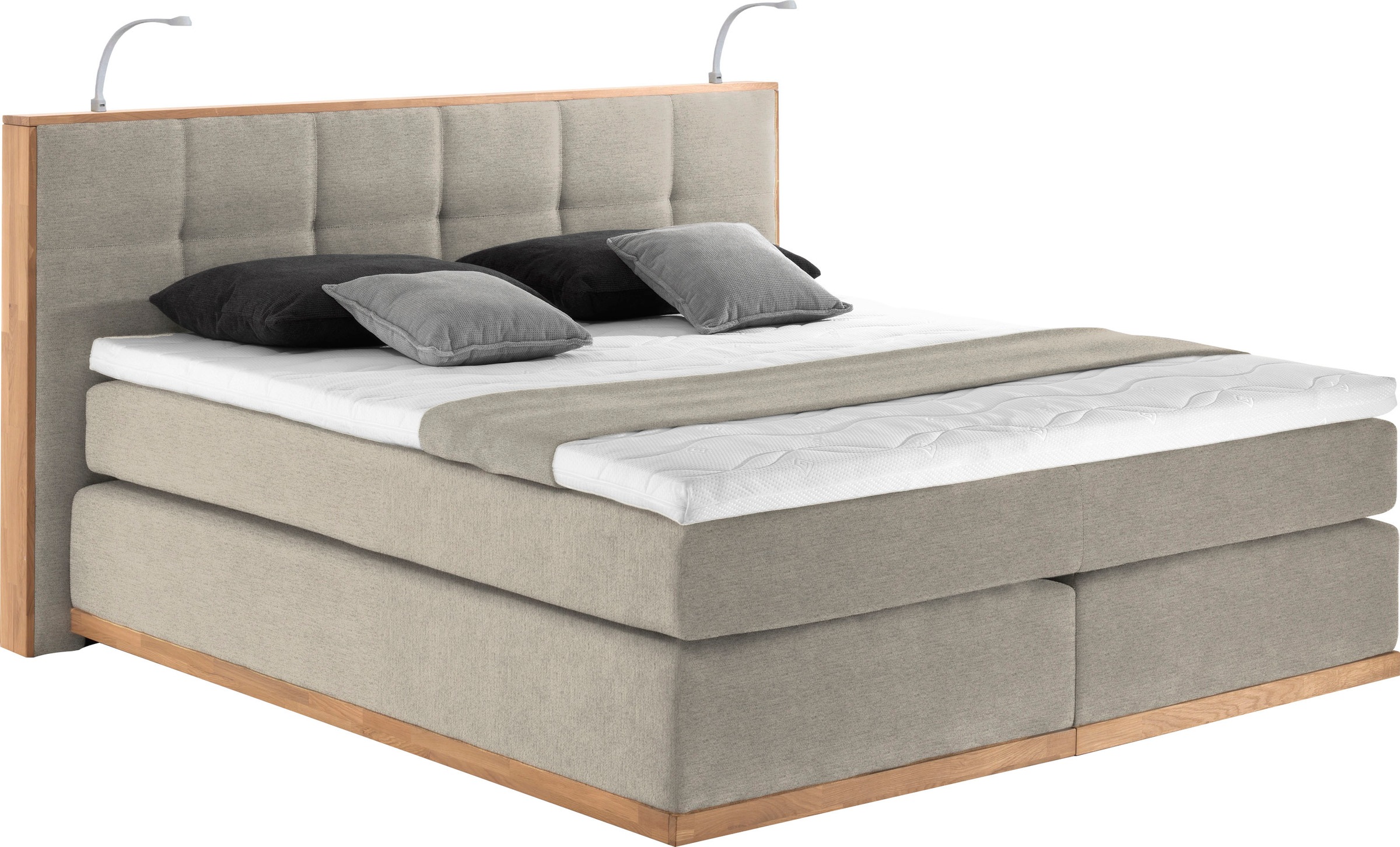 PLACES OF STYLE Boxspringbett »Vinton« aus Eiche, mit LED-Beleuchtung, vers günstig online kaufen