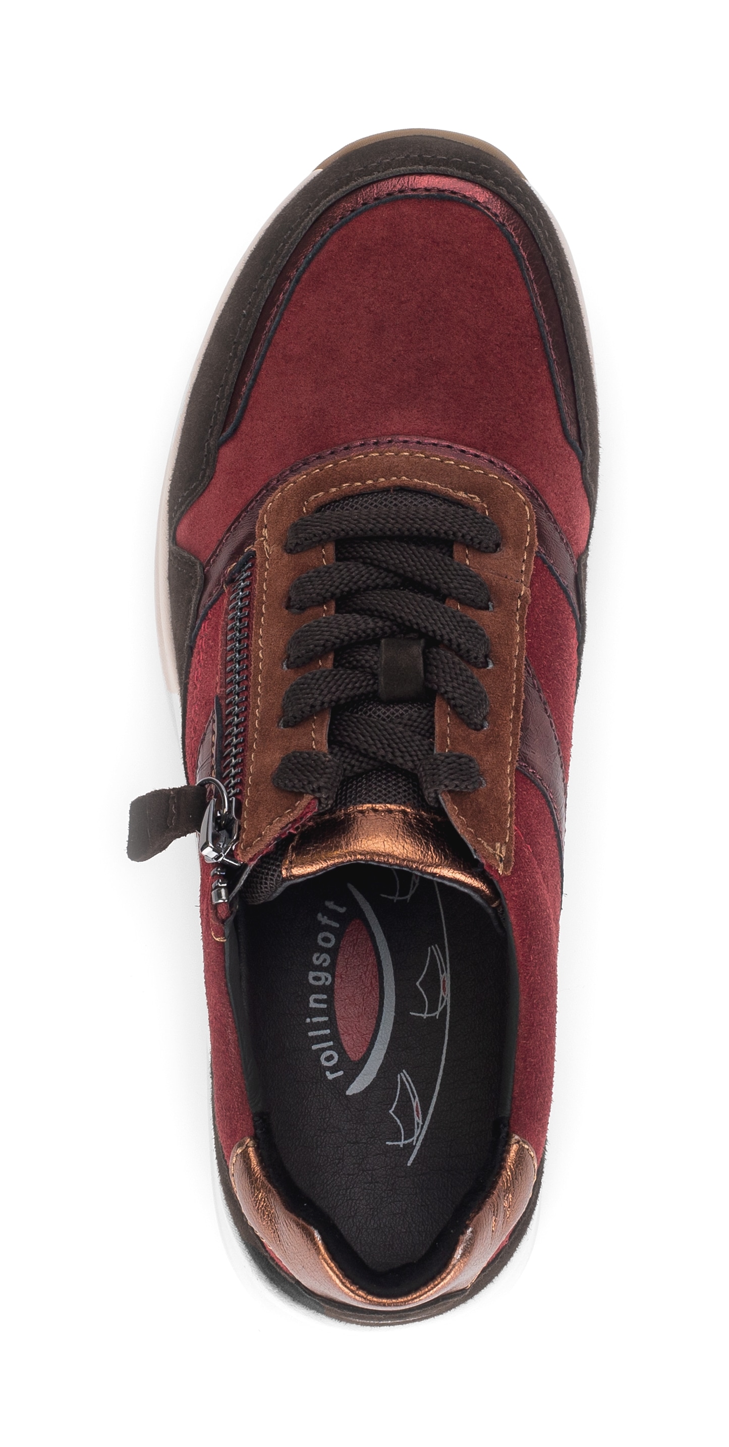 Gabor Rollingsoft Keilsneaker  , Schnürschuh, Halbschuh, Freizeitschuh mit seitlichem Reißverschluss