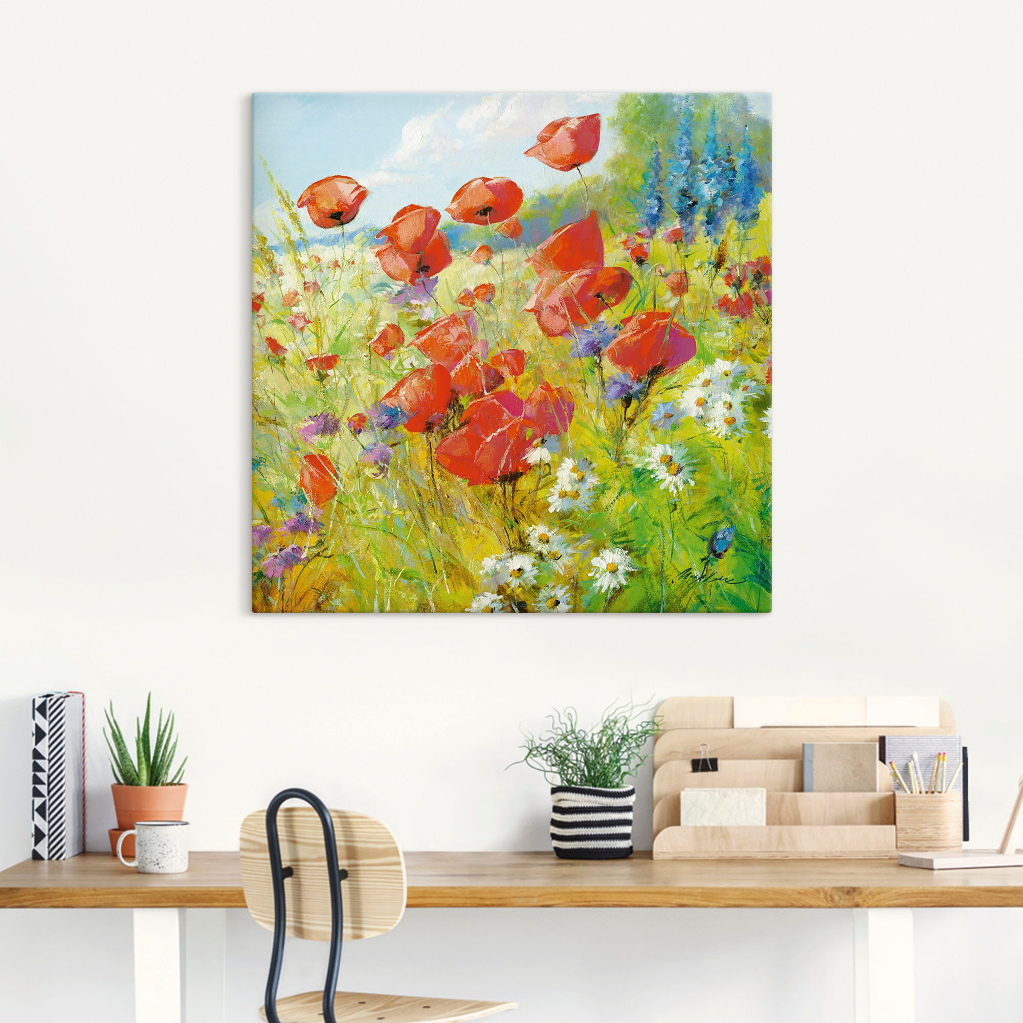 Artland Leinwandbild »Sommerwiese mit Mohnblumen« Blumenwiese 1 Stk. tlg. a günstig online kaufen