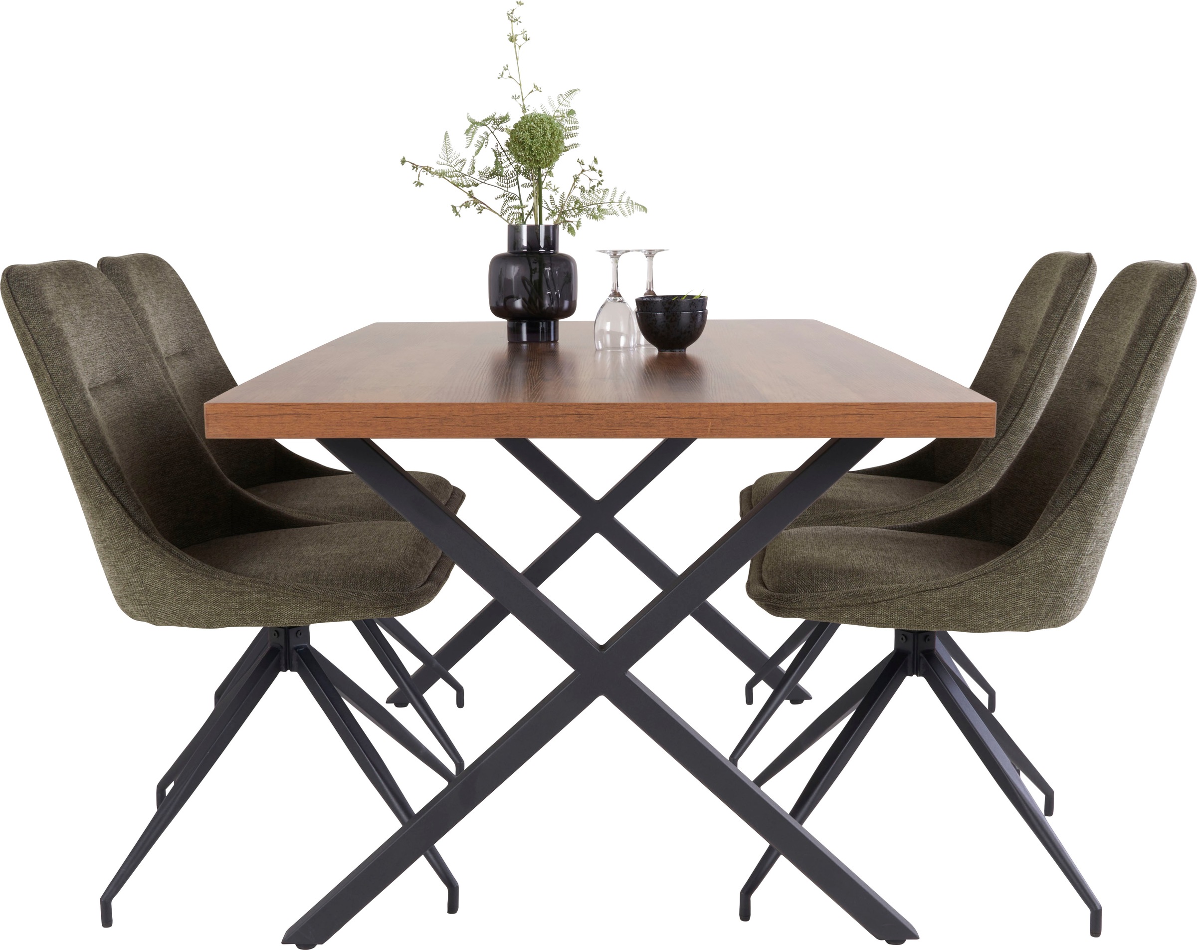Homexperts Esszimmerstuhl, (Set), 2 St., Webstoff, Webstoff, Schwarz Eisenfüße, B 50 T 59 H 90 cm, Ohne Armlehne