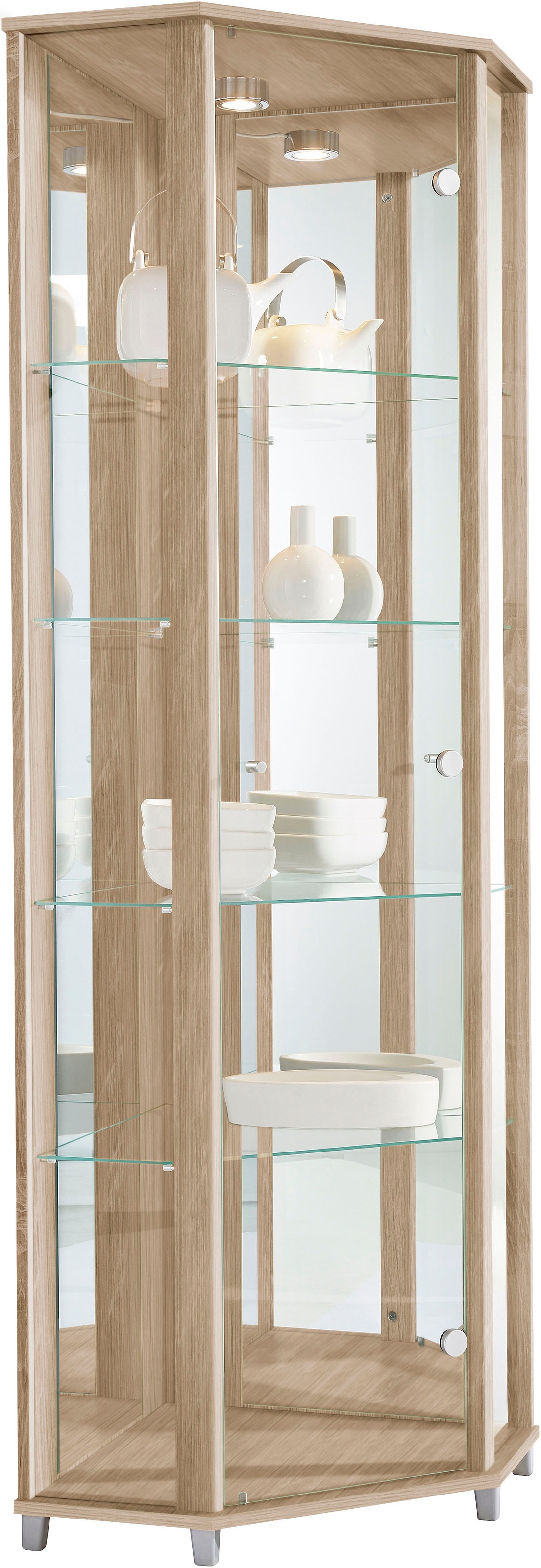 fif möbel Eckvitrine »TRIO Höhe ca. 172 cm, ink. Beleuchtung«, Eckvitrine/G günstig online kaufen