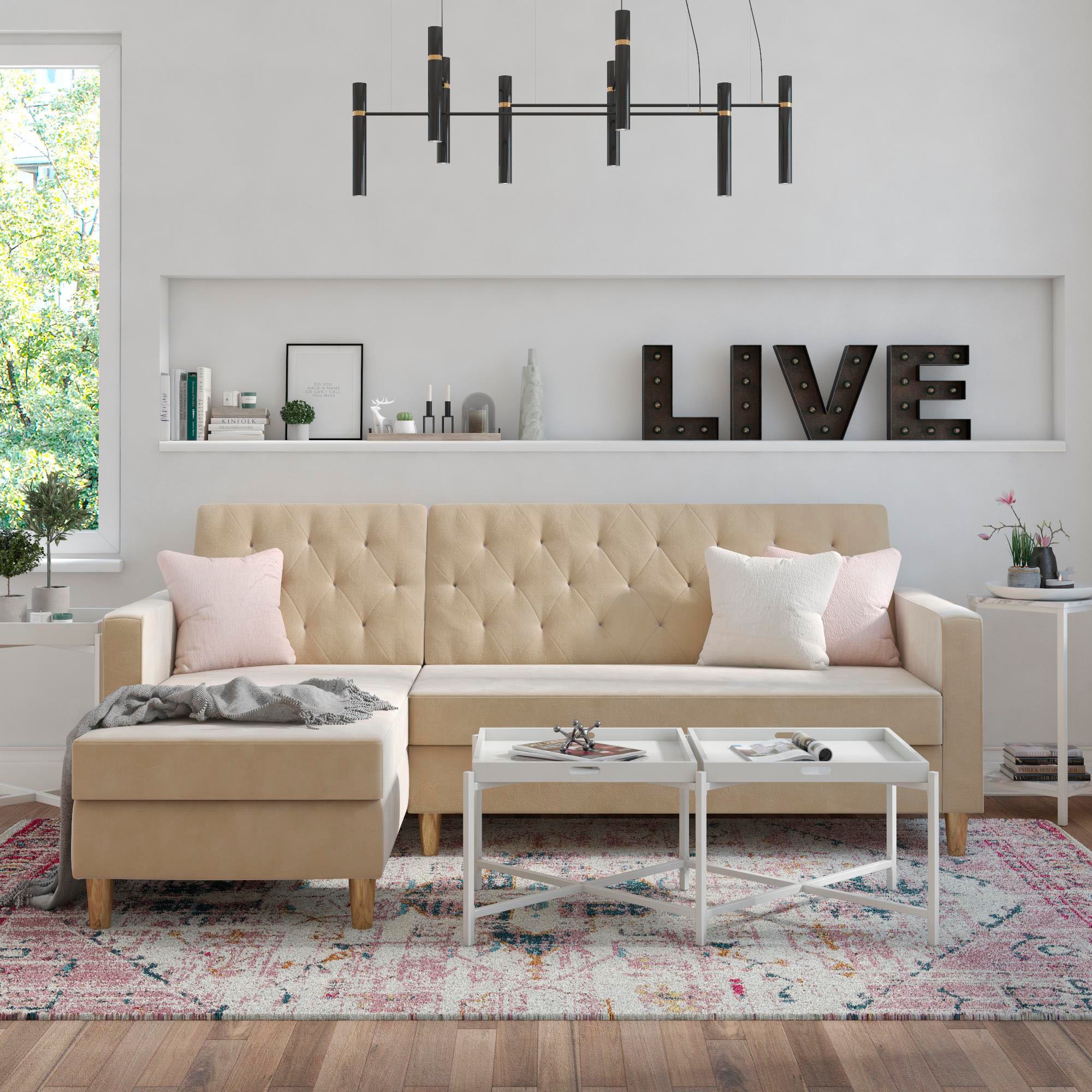 Cosmo Living Ecksofa »Liberty«, mit Schlafffunktion, Recamiere mit Stauraum beidseitig montierbar