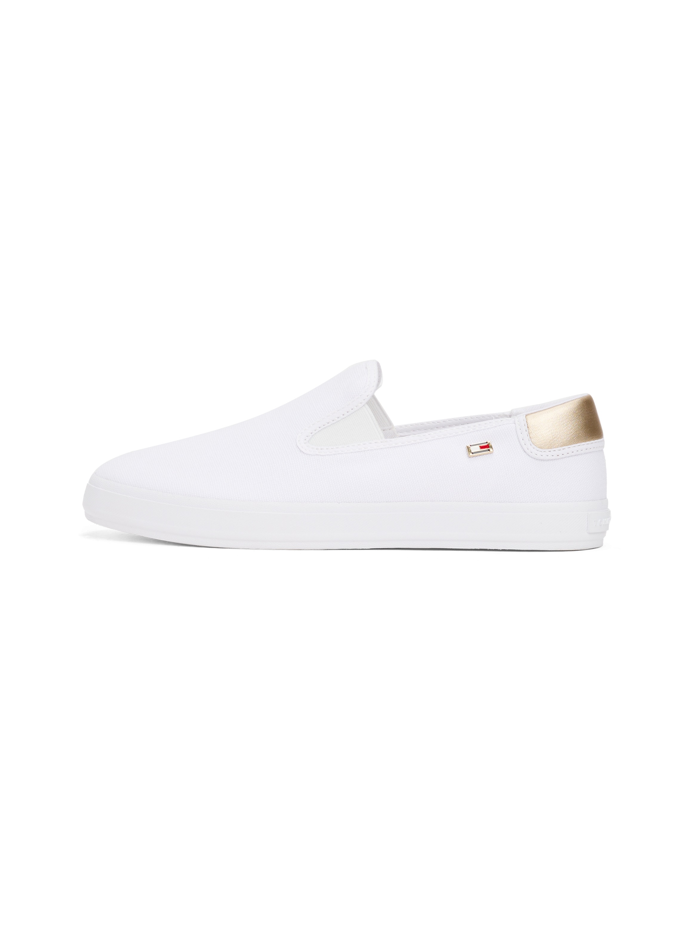Tommy Hilfiger Slip-On Sneaker »VULC CANVAS SLIP-ON SNEAKER«, Plateau, Freizeitschuh, Halbschuh mit Kontrastbesatz, schmale Form