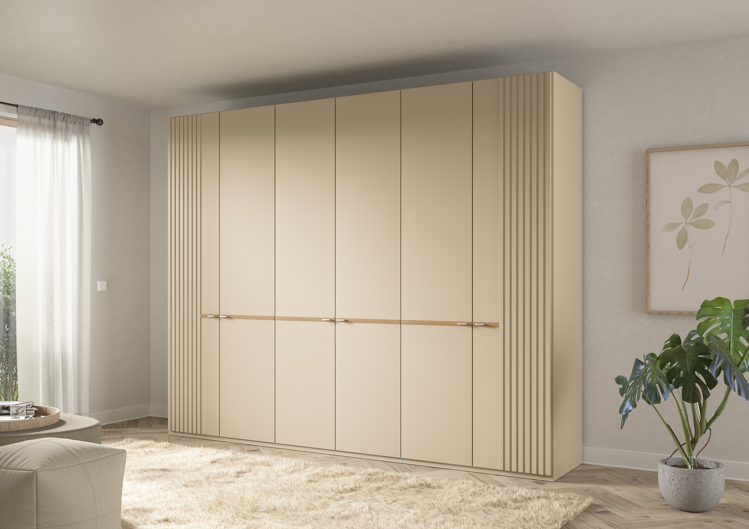 Musterring Drehtürenschrank "Isabelle" Lamellen in Eiche, Griffe in silber, günstig online kaufen