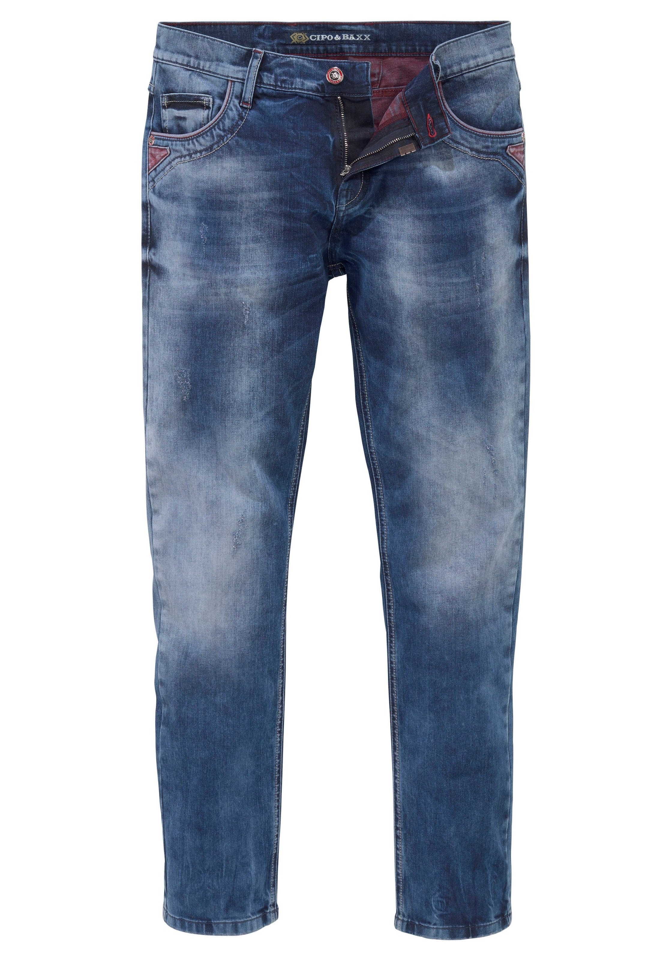 Cipo & Baxx Straight-Jeans »Red Dot«