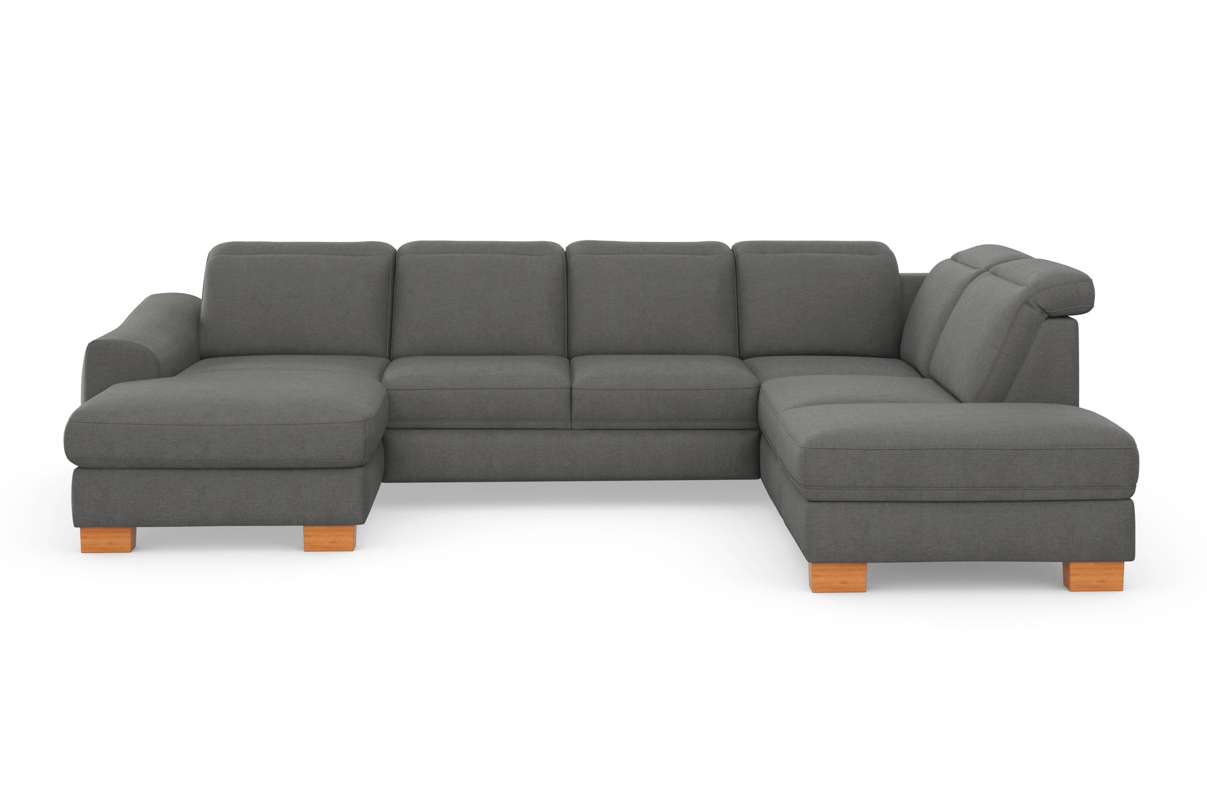 sit&more Wohnlandschaft »Dundee U-Form«, mit Federkern und Massivholzfüßen, wahlweise mit Kopfteilverstellung