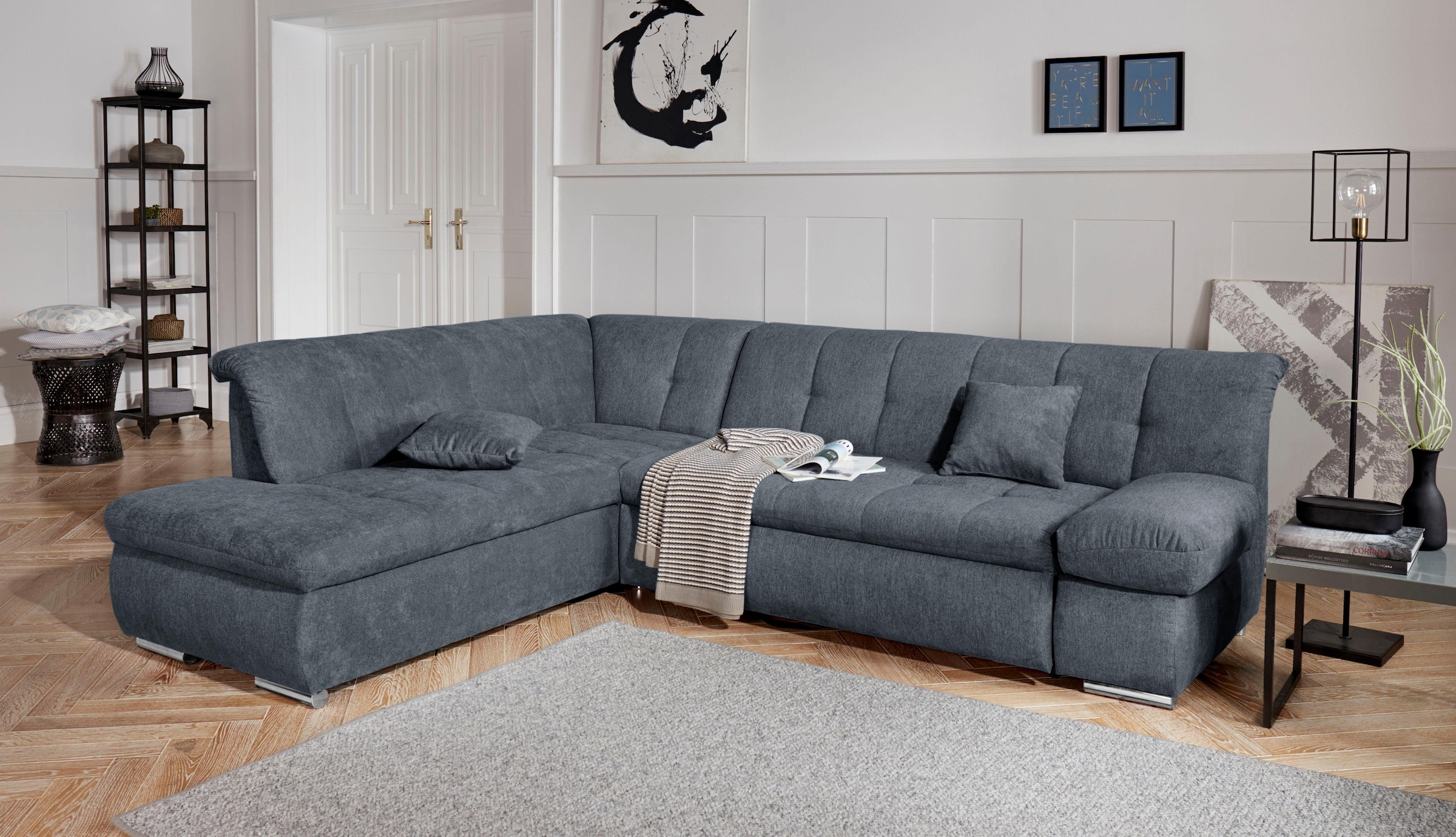 DOMO collection Ecksofa »Mona L-Form«, wahlweise mit Bett- und Armlehnfunkt günstig online kaufen
