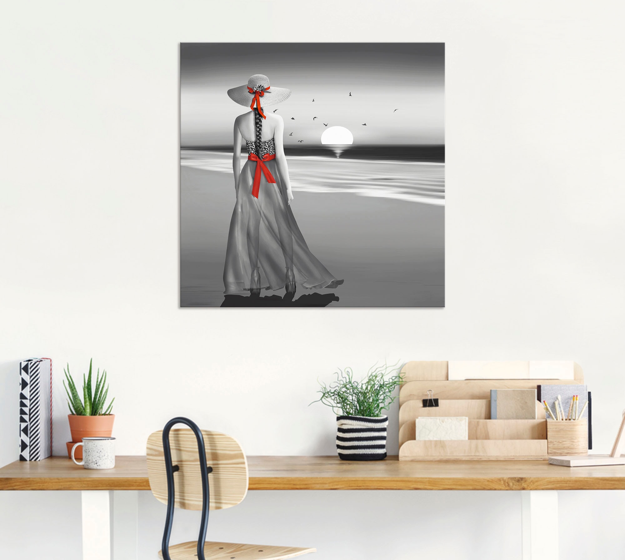 Artland Wandbild »Ein Blick zurück aufs Meer«, Frau, (1 St.), als Alubild, Outdoorbild, Leinwandbild, Poster, Wandaufkleber
