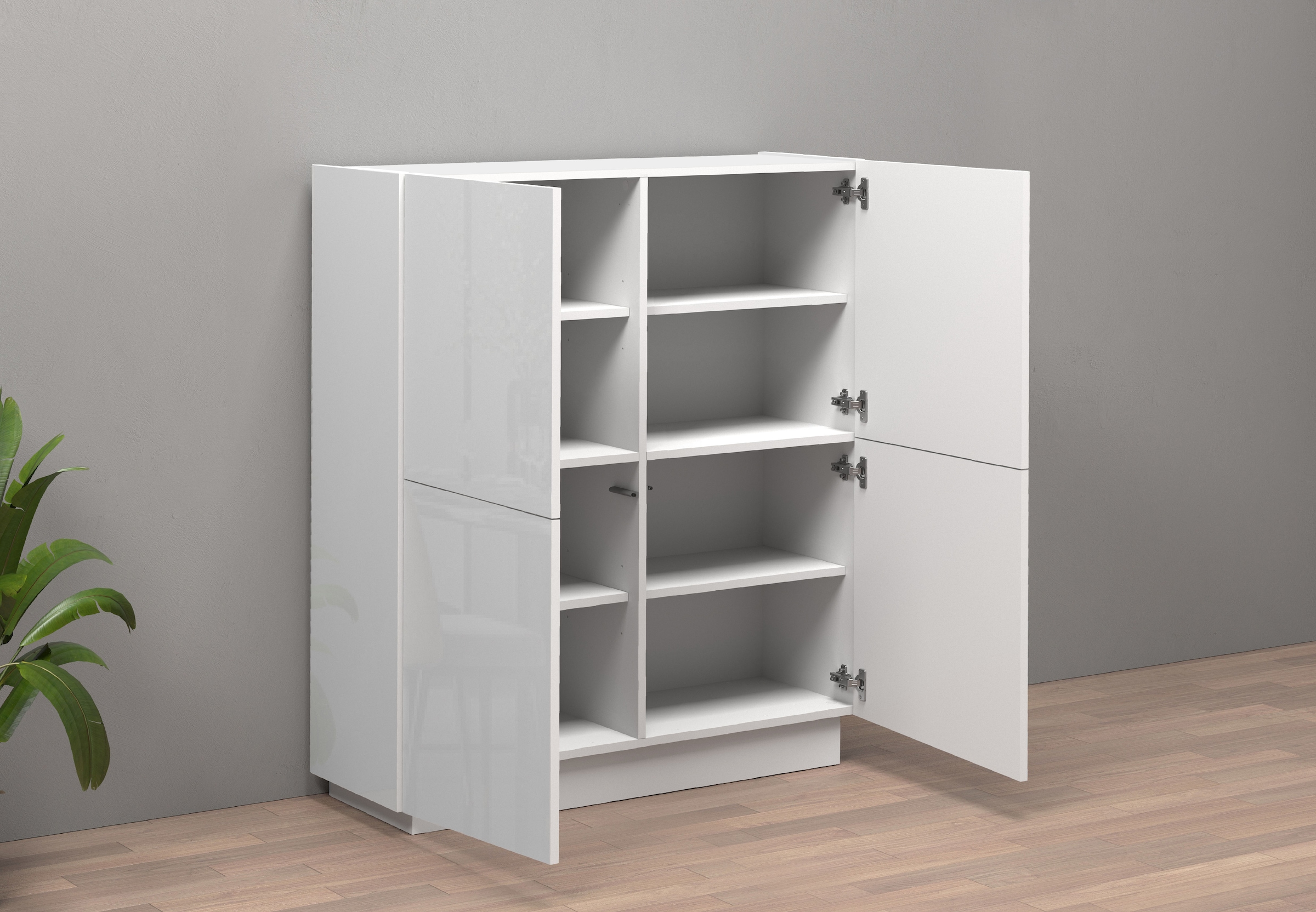 INOSIGN Highboard »VELA, Highboard, Höhe 120 cm,Design mit schrägen Türen«, (1 St.), Made in Italy, Maße-B/T/H: 100x35x120,hohes Sideboard,Anrichte,Kommode