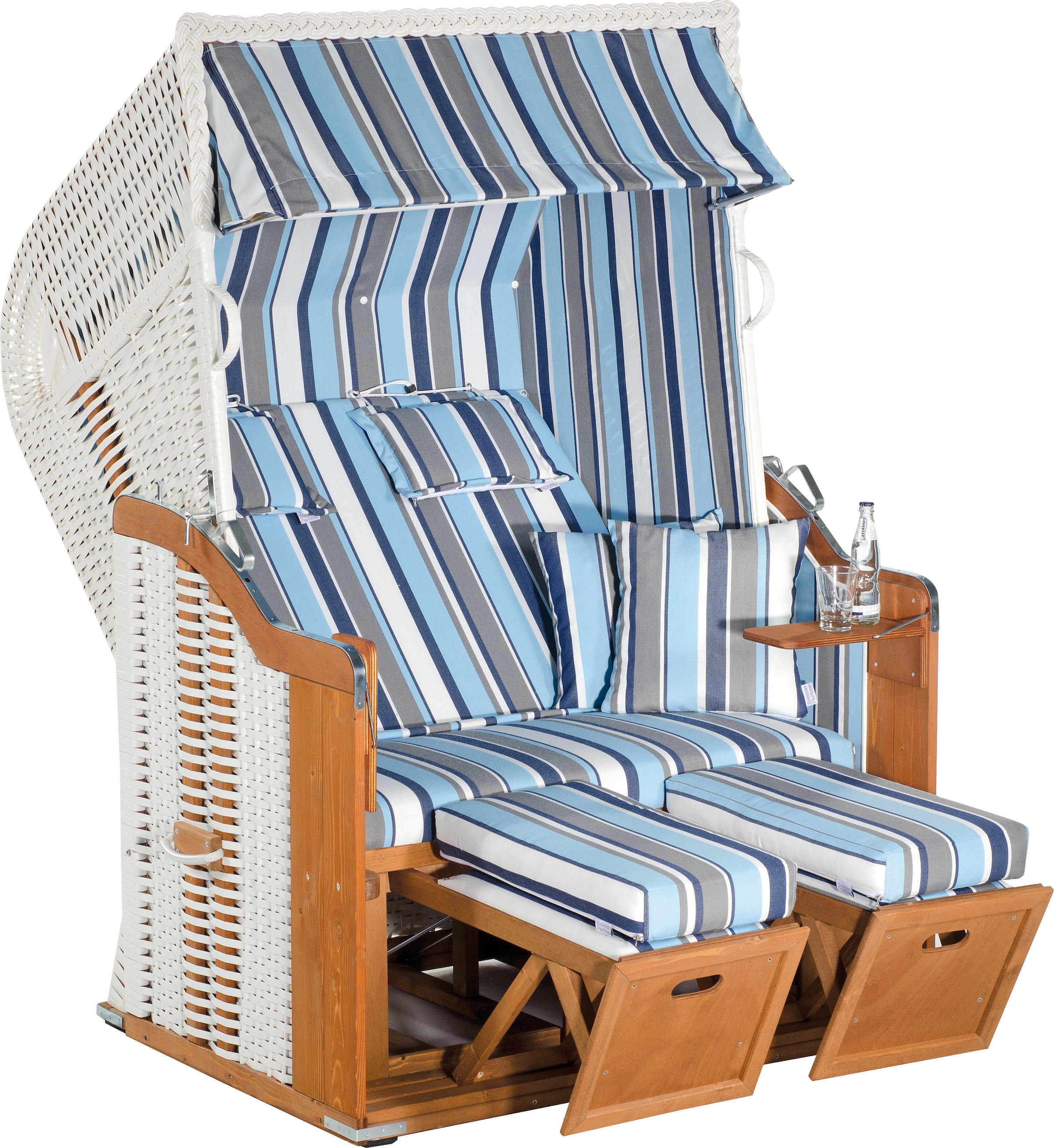 SunnySmart Strandkorb »Rustikal 250 Plus, TOPSELLER!«, 2-Sitzer, komplett montiert, Oberkorb in einem Stück geflochten