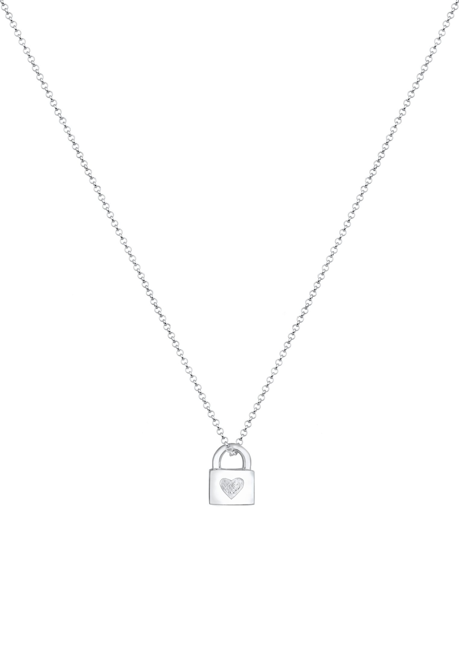 Elli Kette mit Anhänger »Herz Schloss 925 Sterling Silber«