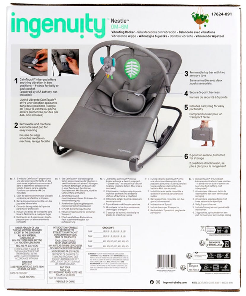 ingenuity Babywippe »Nestle™ Vibrating Rocker« bis 9 kg mit Vibration