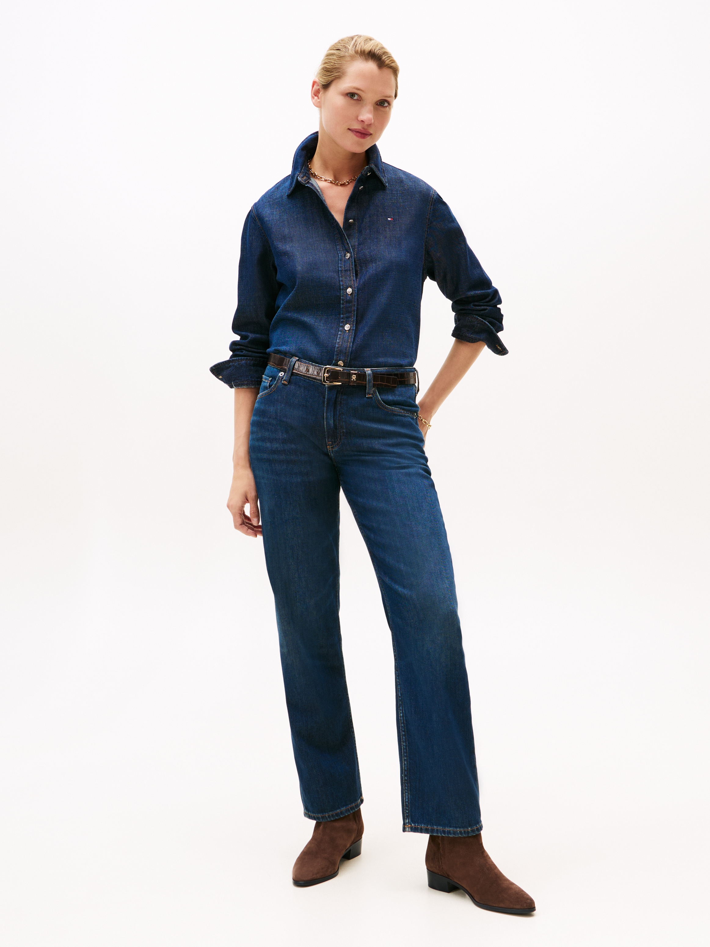 Tommy Hilfiger Stiefelette »TH SUEDE POINTY ZIP BOOTIE«, Blockabsatz, Westernboots, Cowboyboots hat eine schmale Form