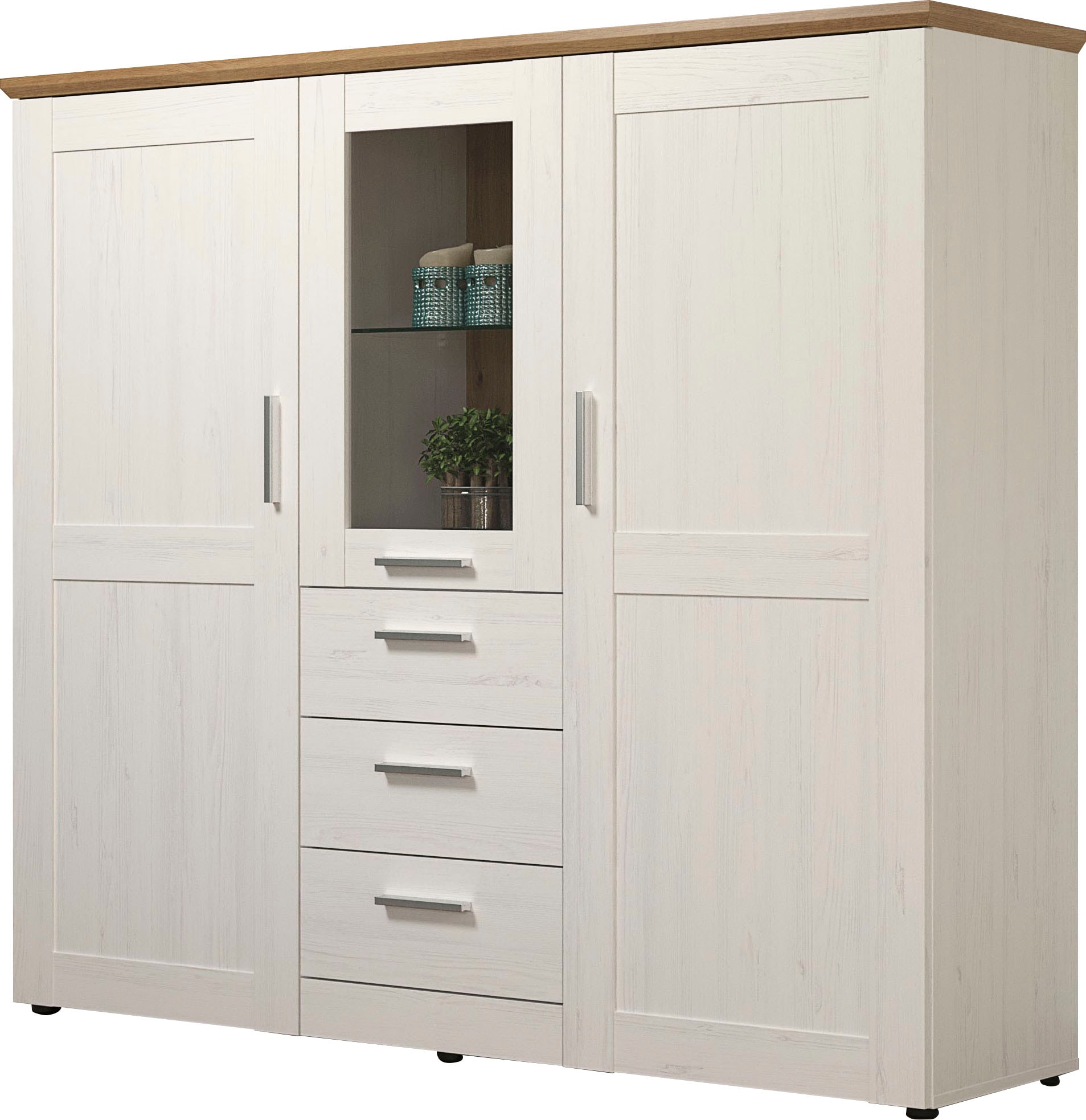 Home affaire Highboard »Nybro«, Vitrine, wechselseitig montierbarer Türanschlag, Breite 159 cm