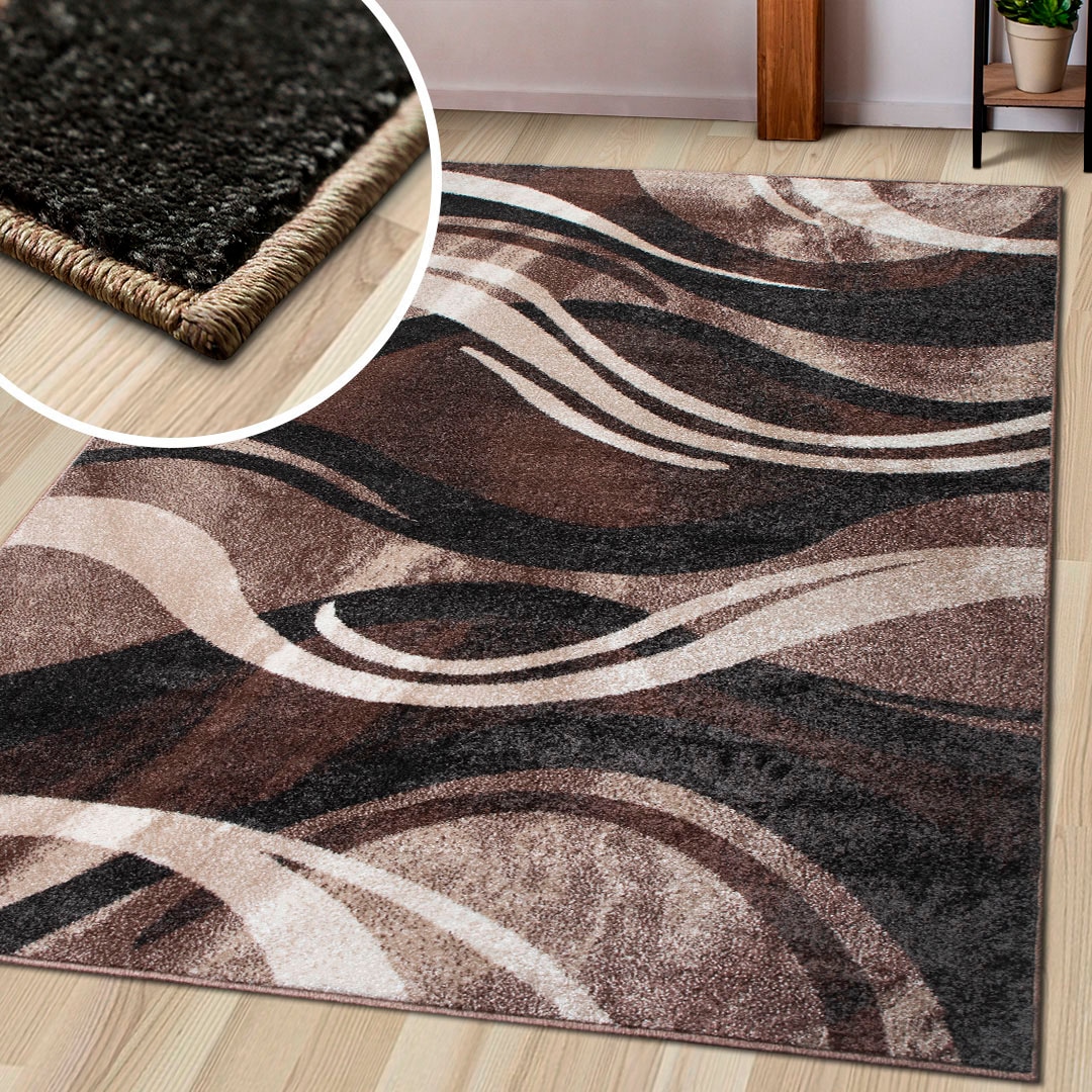 my home Teppich »Joas«, rechteckig, 9 mm Höhe, besonders weicher Kurzflor in modernem Wellen Muster, leichter Glanz